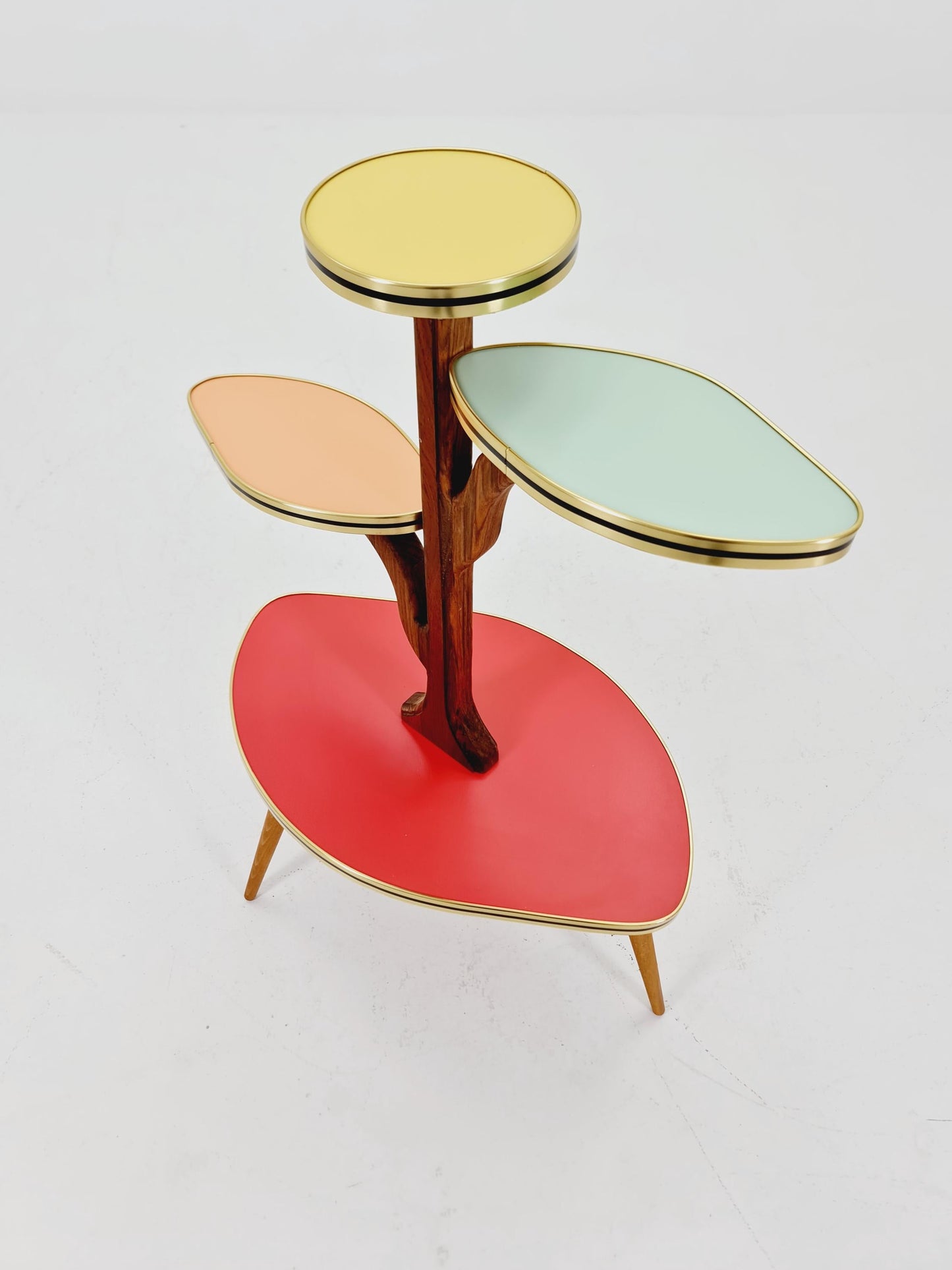 Rare Large German Plant Stand, Colorful Vintage Mid-Century Minimalist Indoor Plant Stand Side Table Retro flower table, 1950s