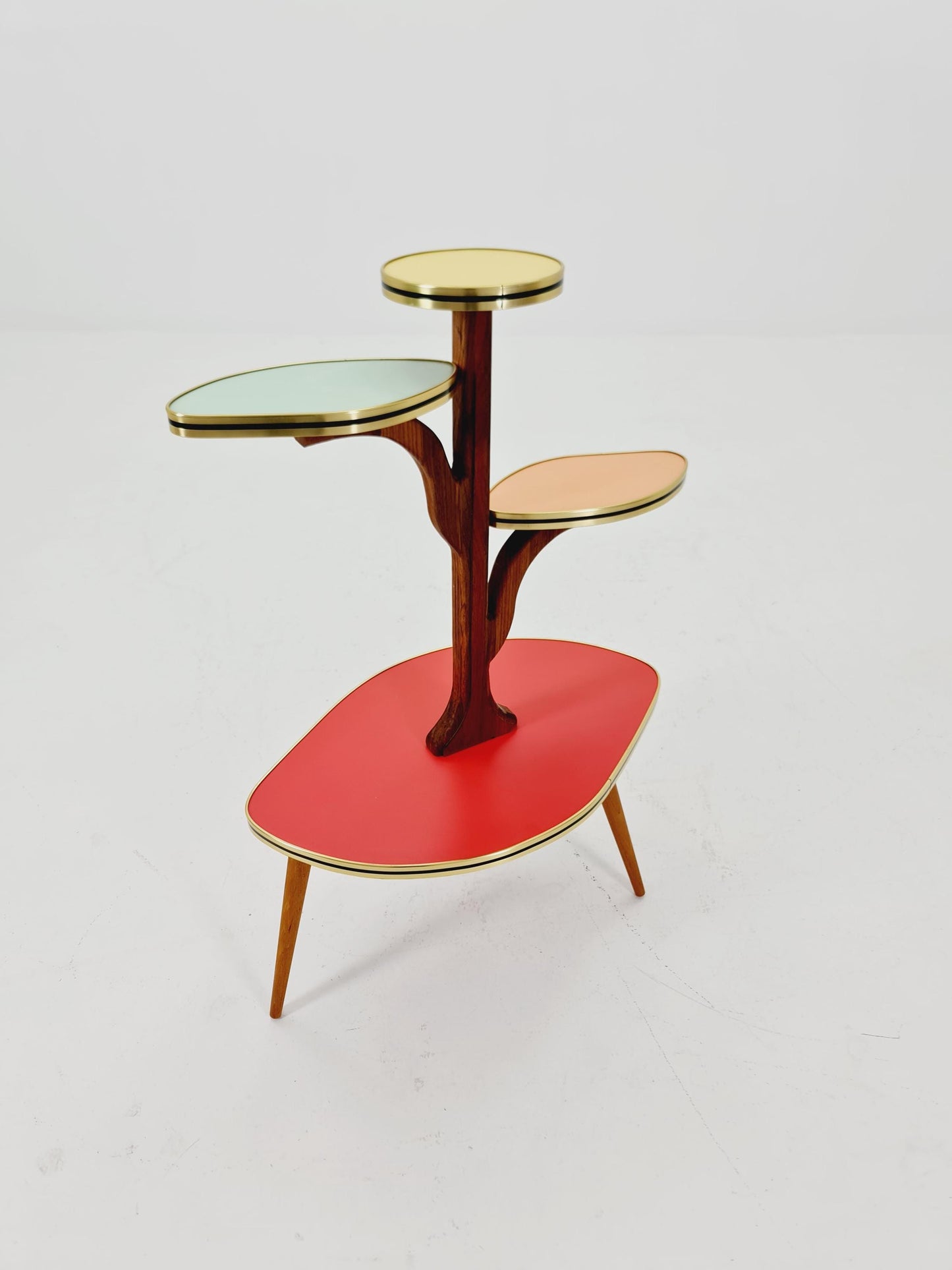Rare Large German Plant Stand, Colorful Vintage Mid-Century Minimalist Indoor Plant Stand Side Table Retro flower table, 1950s