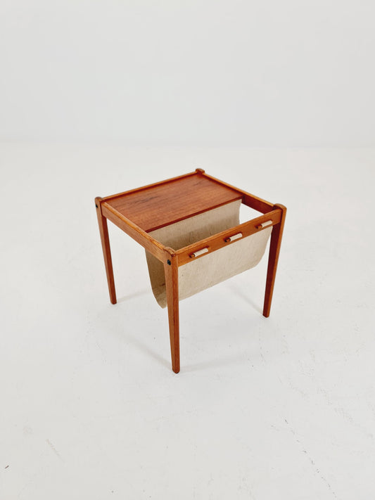 Danish Mid century solid teak Side table magazine rack by Brdr.Furbo For spottrup , 1960s
