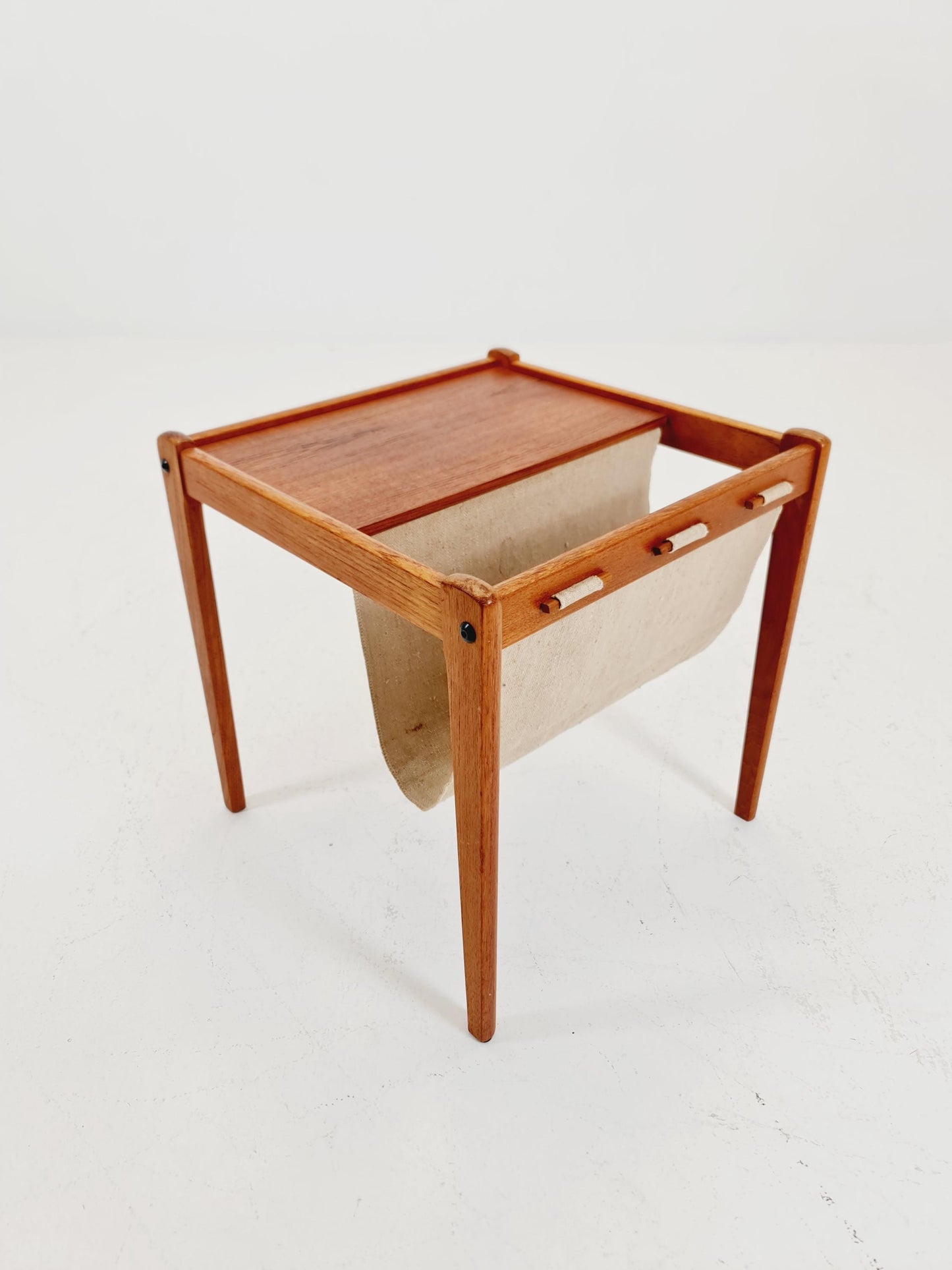 Danish Mid century solid teak Side table magazine rack by Brdr.Furbo For spottrup , 1960s