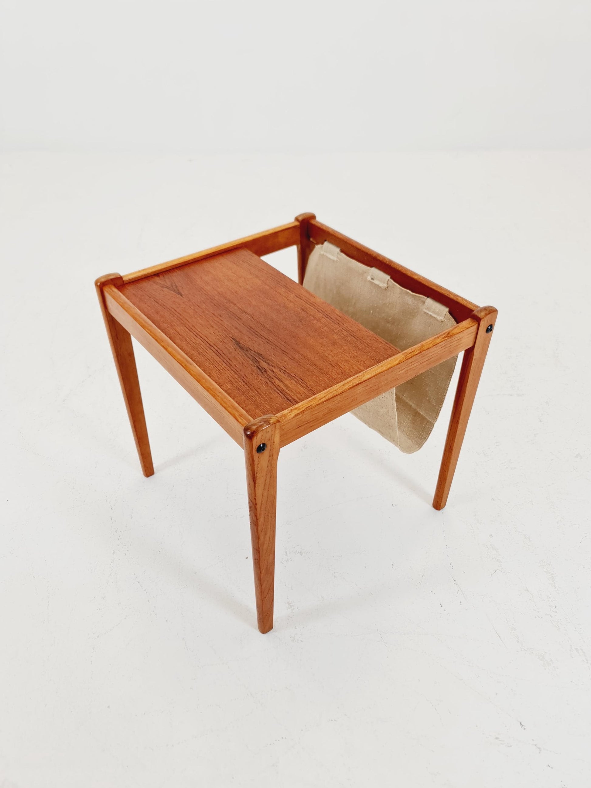 Danish Mid century solid teak Side table magazine rack by Brdr.Furbo For spottrup , 1960s