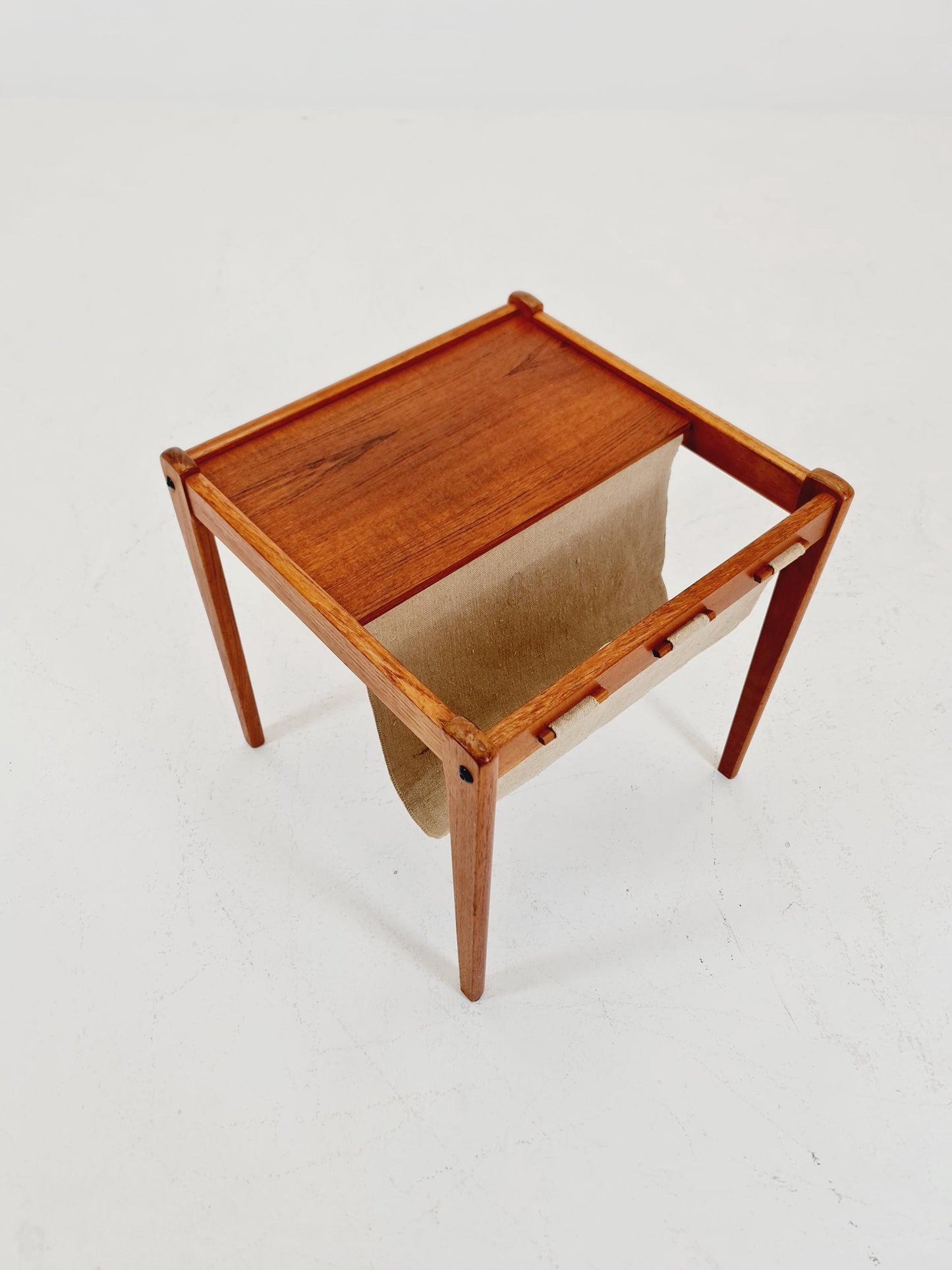 Danish Mid century solid teak Side table magazine rack by Brdr.Furbo For spottrup , 1960s