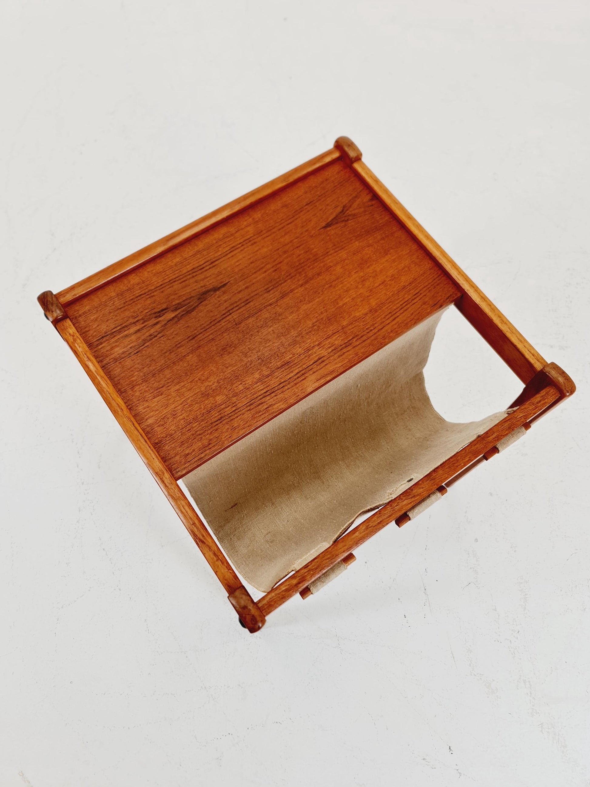 Danish Mid century solid teak Side table magazine rack by Brdr.Furbo For spottrup , 1960s