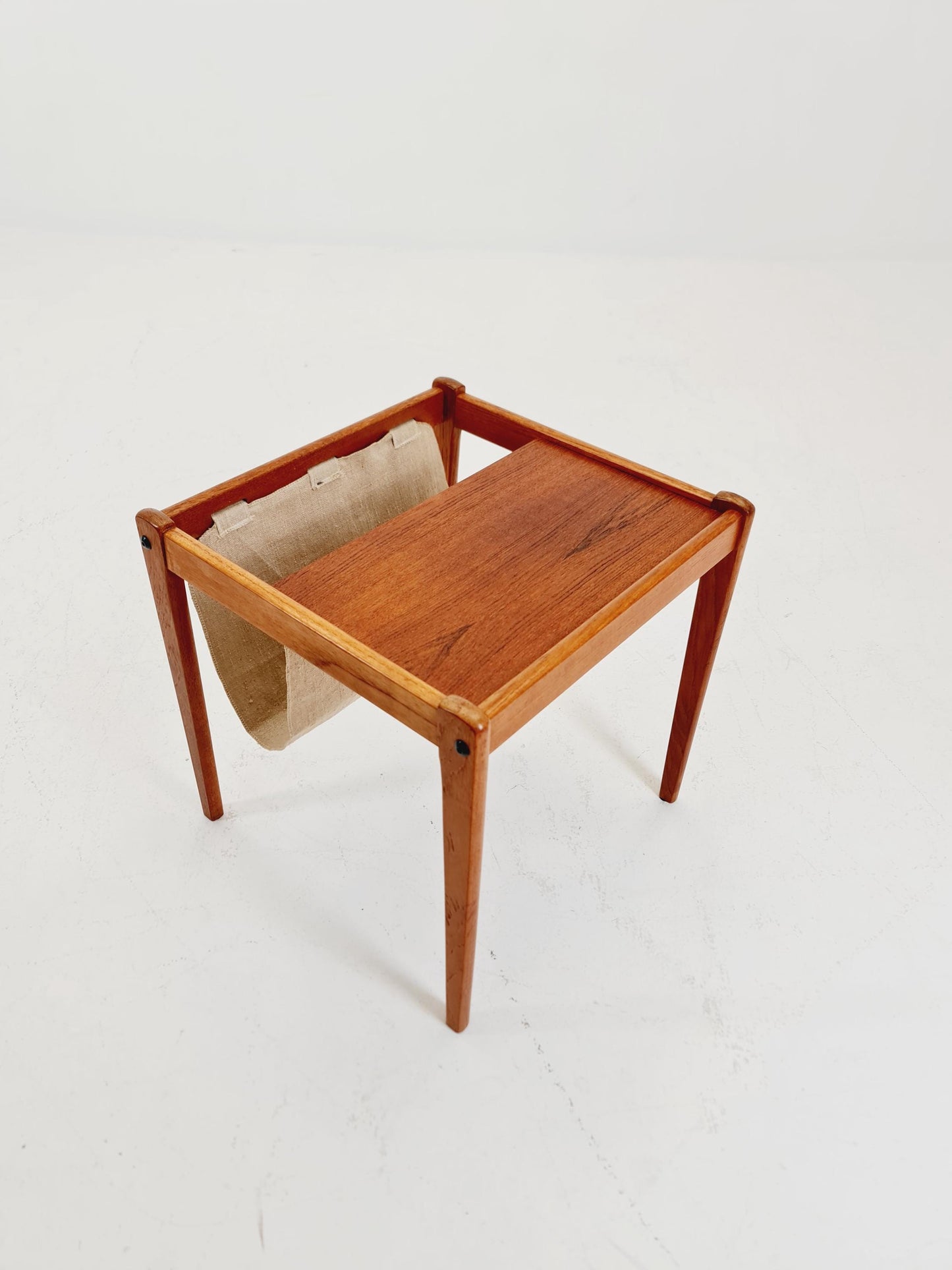 Danish Mid century solid teak Side table magazine rack by Brdr.Furbo For spottrup , 1960s