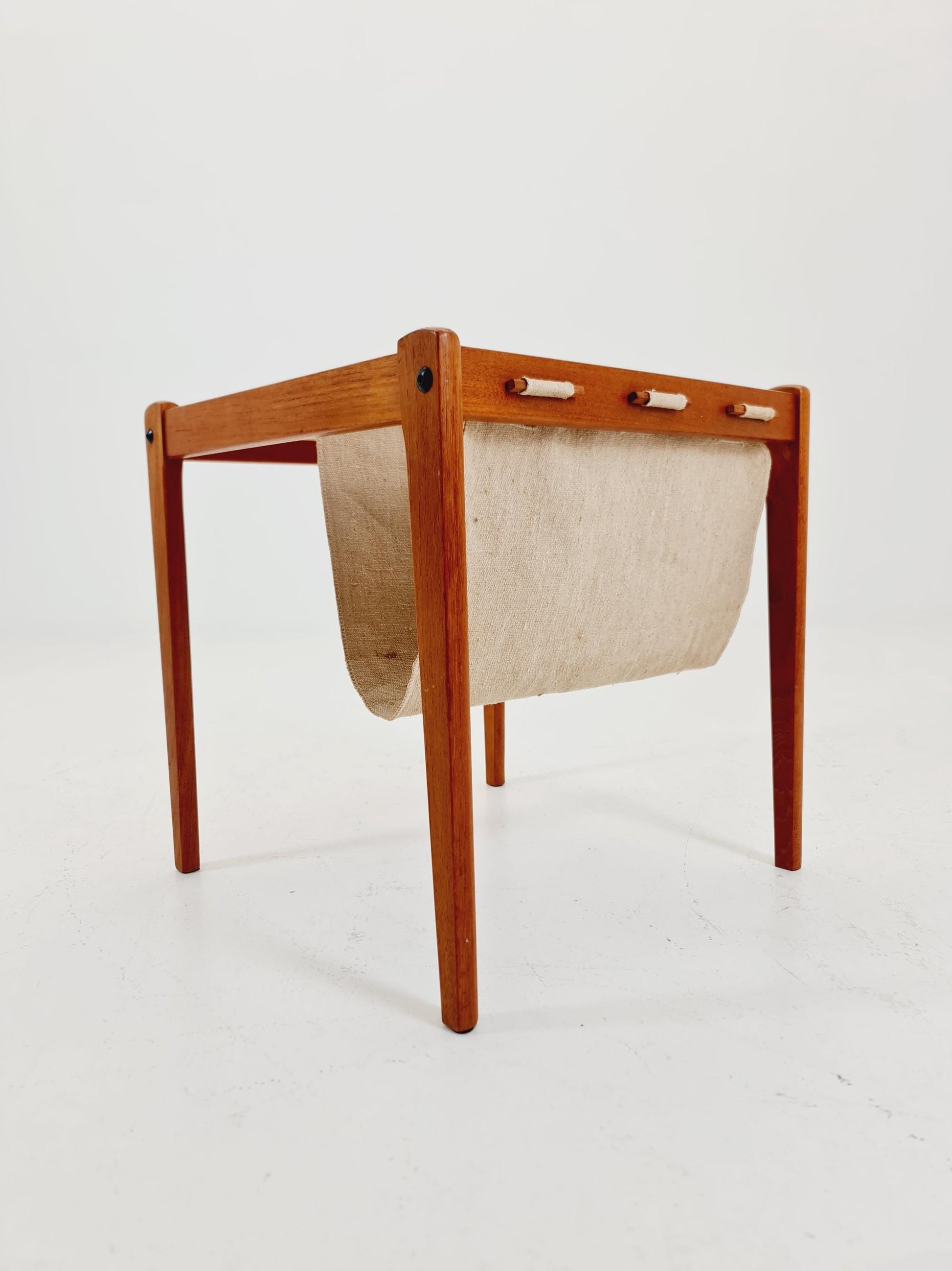 Danish Mid century solid teak Side table magazine rack by Brdr.Furbo For spottrup , 1960s
