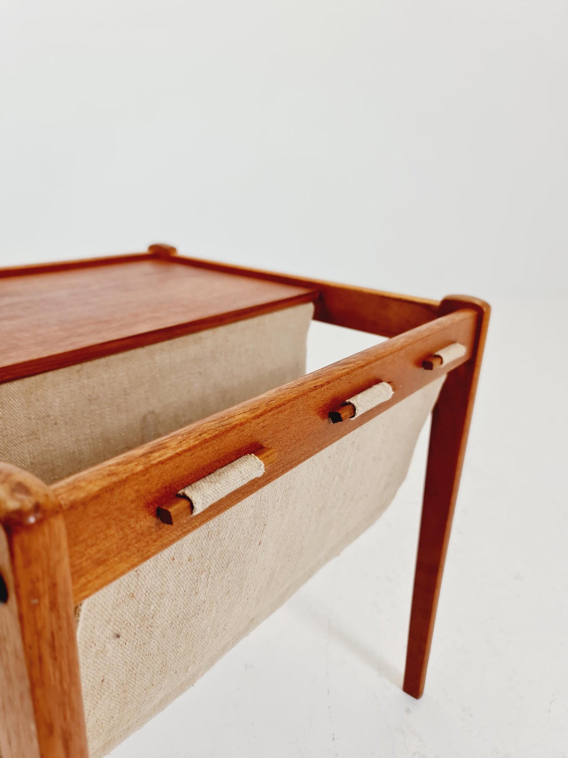 Danish Mid century solid teak Side table magazine rack by Brdr.Furbo For spottrup , 1960s