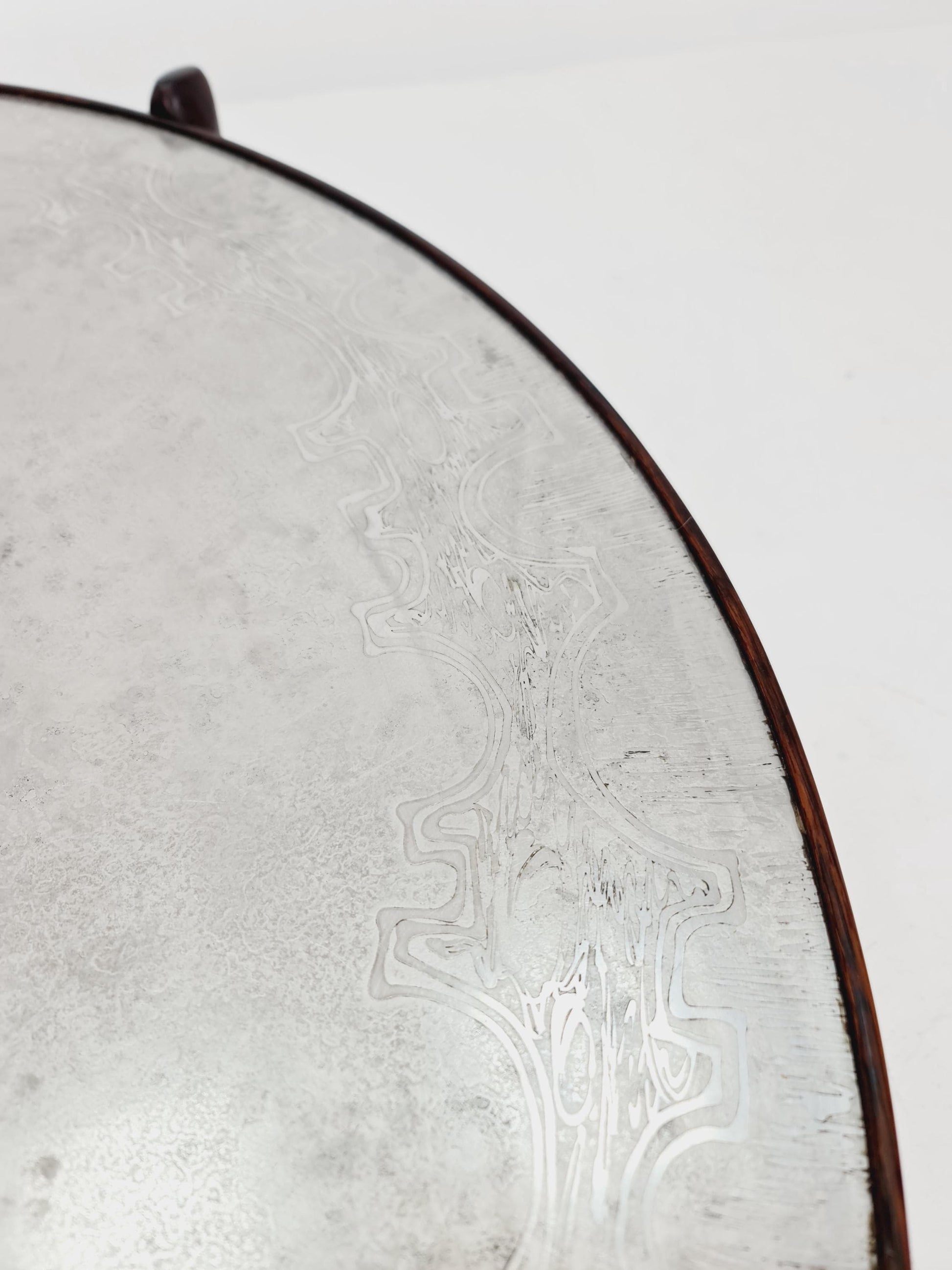 Rare vintage rosewood and an iset etched alumiunm coffe table by Heinz Lilenthal model E8 1970s