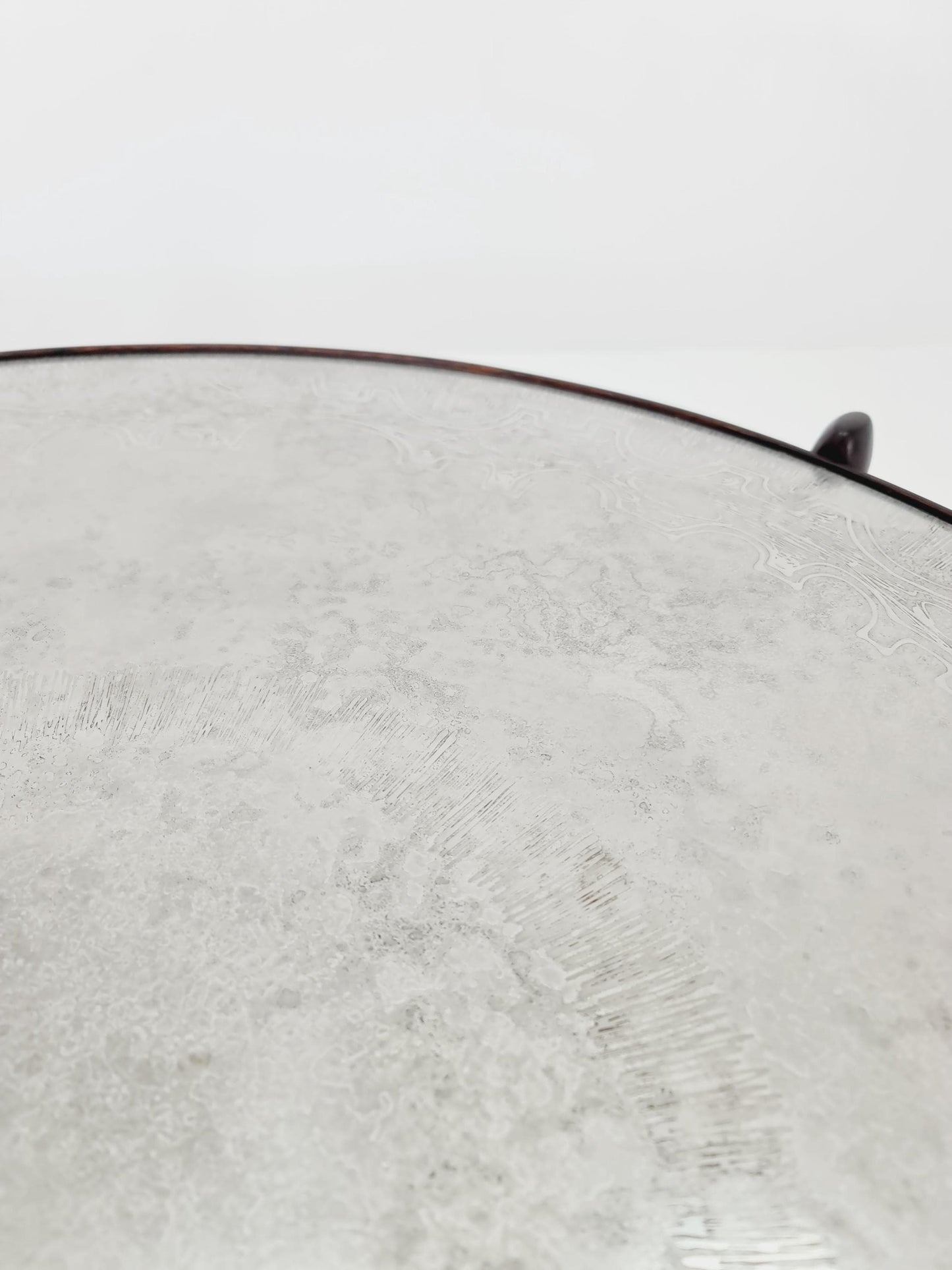 Rare vintage rosewood and an iset etched alumiunm coffe table by Heinz Lilenthal model E8 1970s