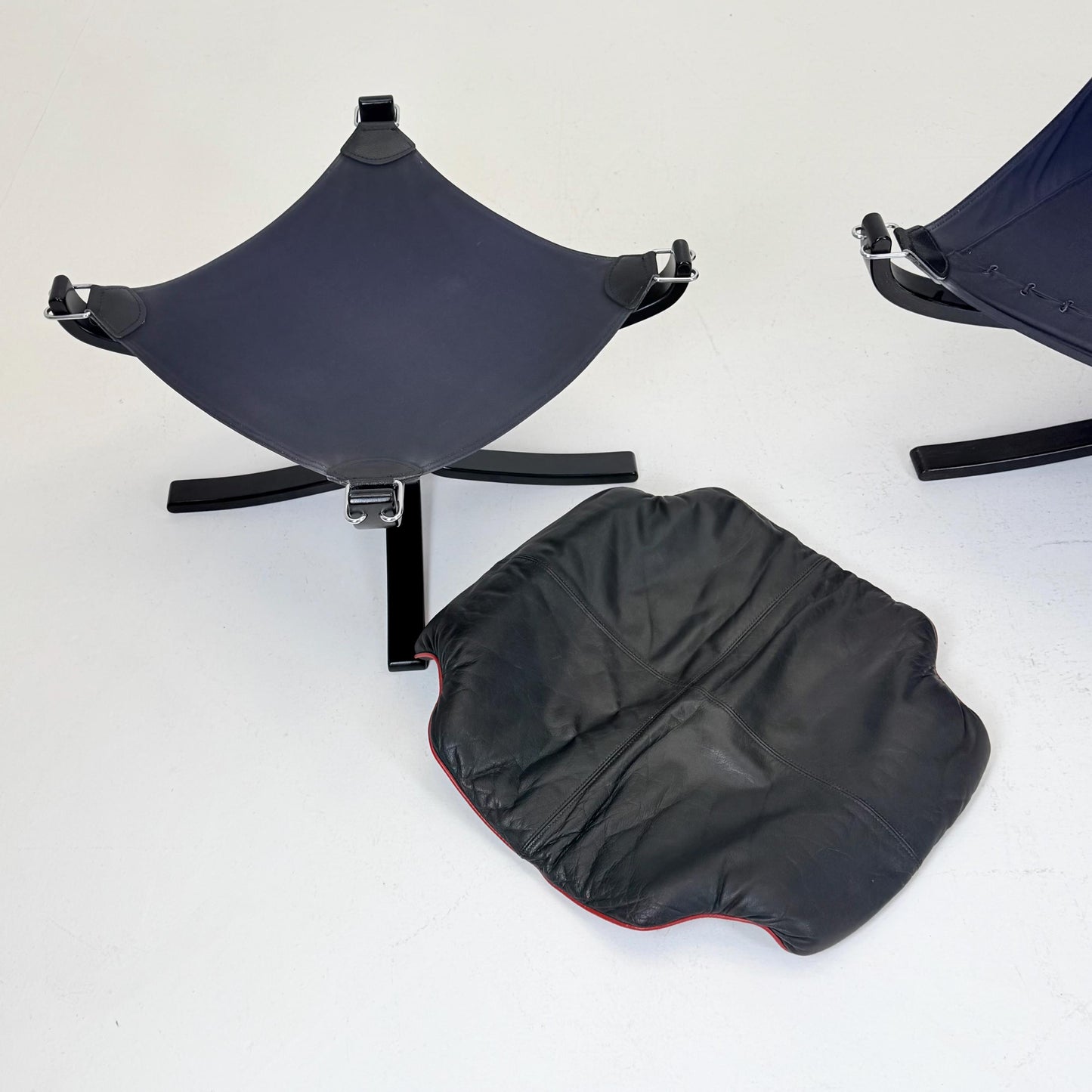 Mid century Falcon Lounge chair and footstool by Sigurd Ressell for Vatne Møbler, 1970s, set of 2