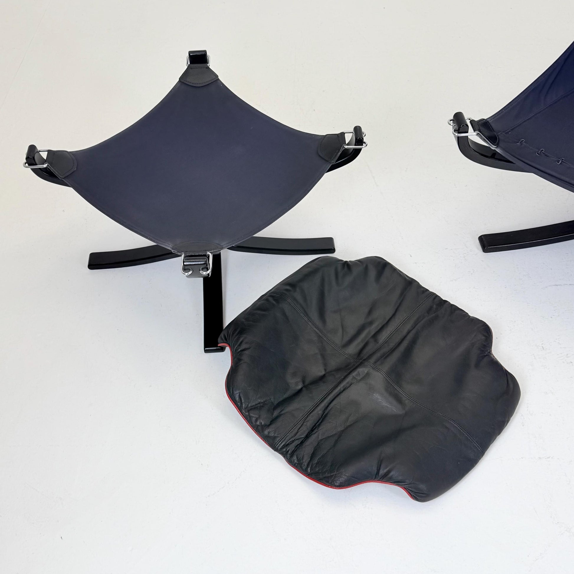 Mid century Falcon Lounge chair and footstool by Sigurd Ressell for Vatne Møbler, 1970s, set of 2