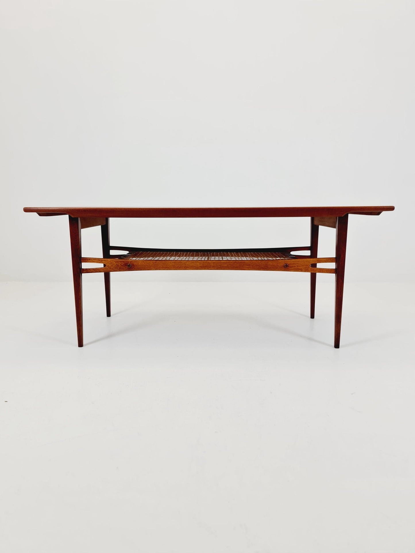 Mid century Danish Teak & Rattan Coffee table by Trioh Möbler Denmark, 1960s