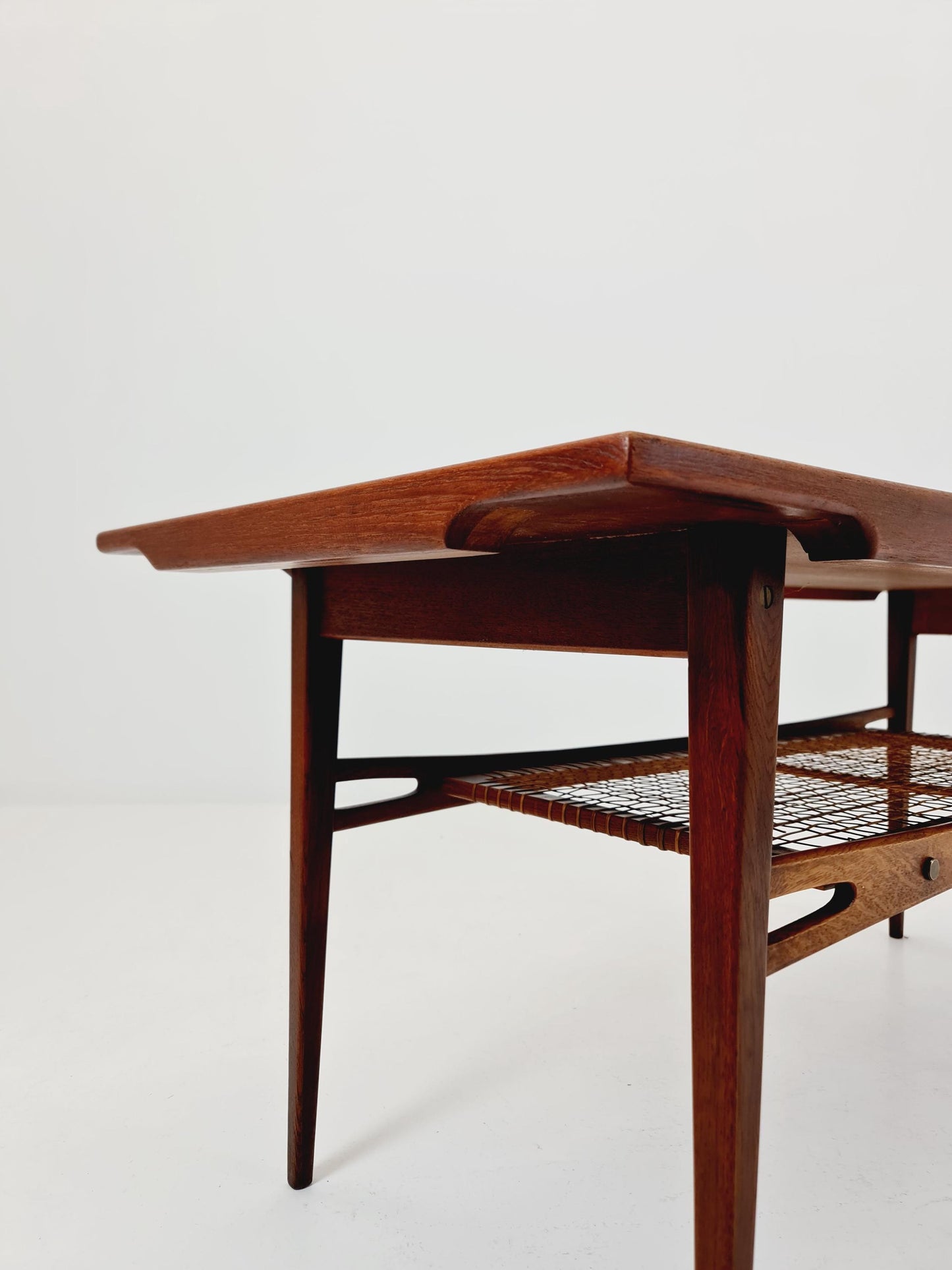 Mid century Danish Teak & Rattan Coffee table by Trioh Möbler Denmark, 1960s