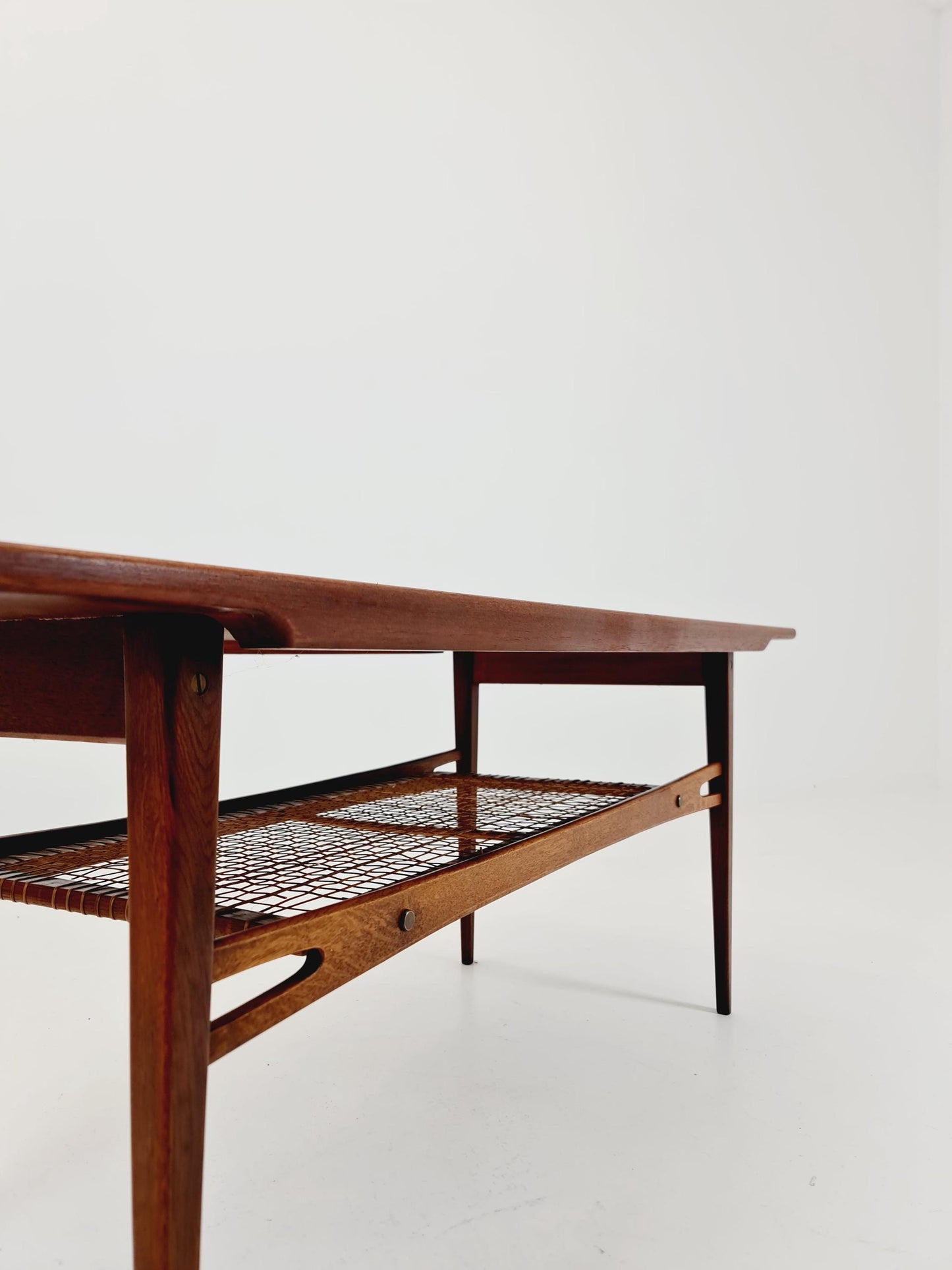 Mid century Danish Teak & Rattan Coffee table by Trioh Möbler Denmark, 1960s