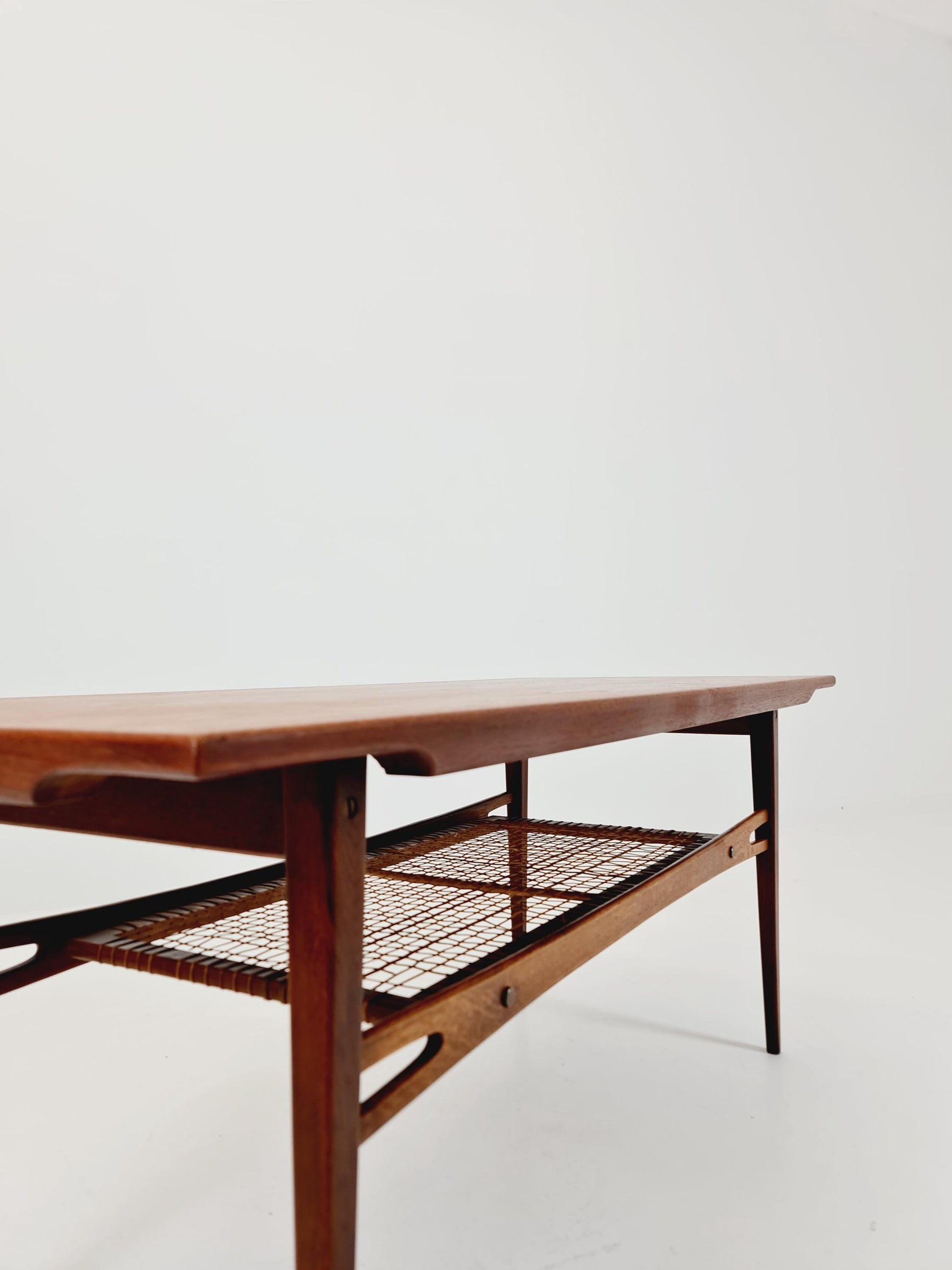 Mid century Danish Teak & Rattan Coffee table by Trioh Möbler Denmark, 1960s