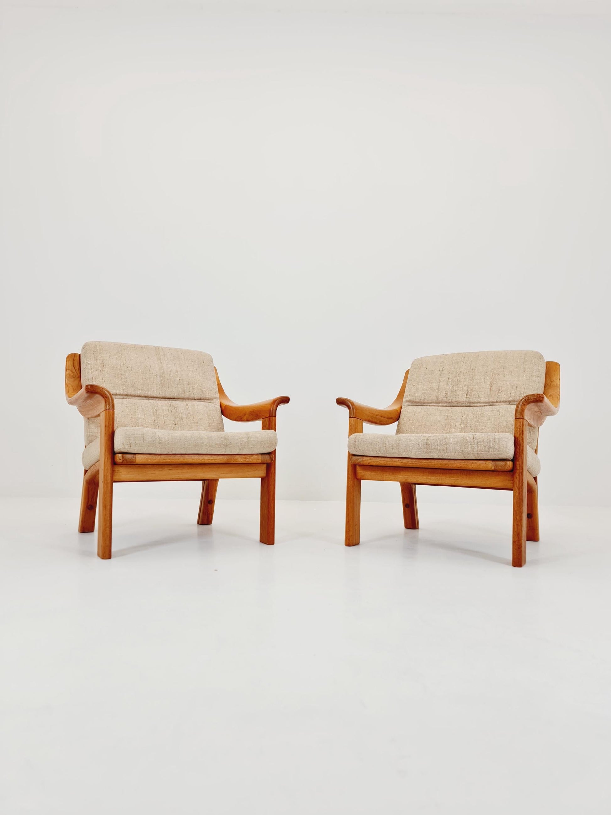 Mid century easy lounge chairs by P.Jeppesen in solid teak, 1960s, Set of 2