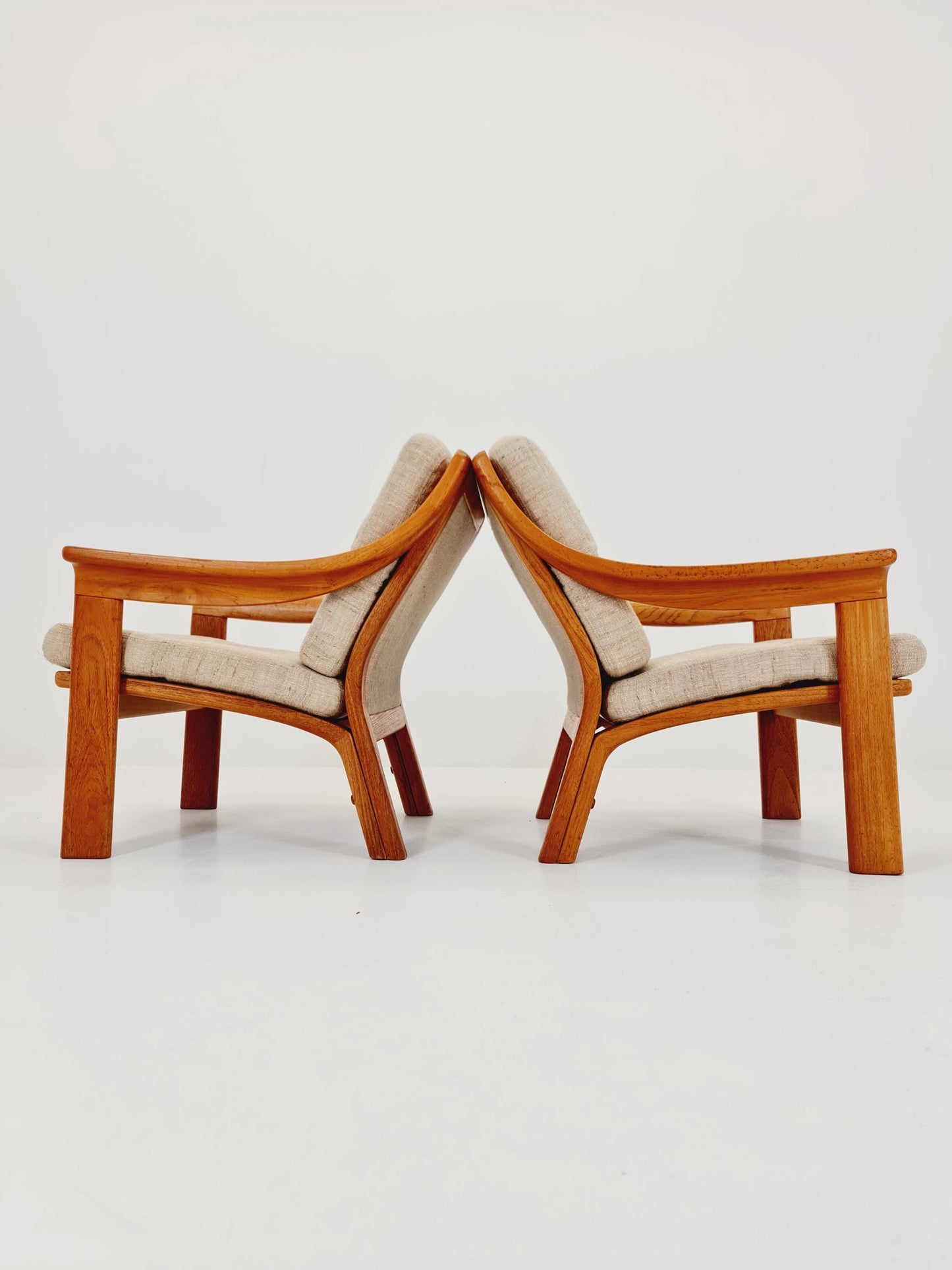 Mid century easy lounge chairs by P.Jeppesen in solid teak, 1960s, Set of 2