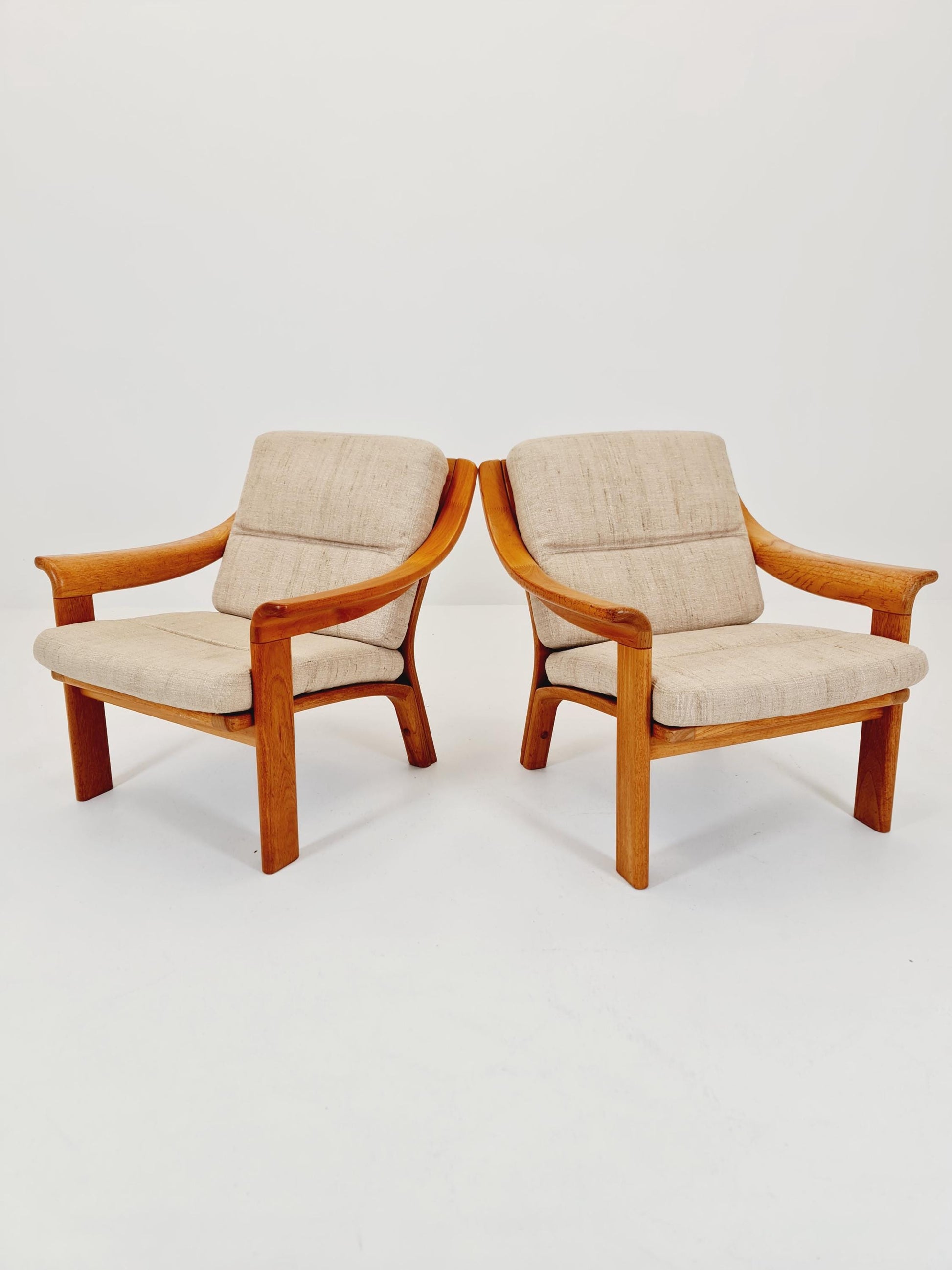 Mid century easy lounge chairs by P.Jeppesen in solid teak, 1960s, Set of 2