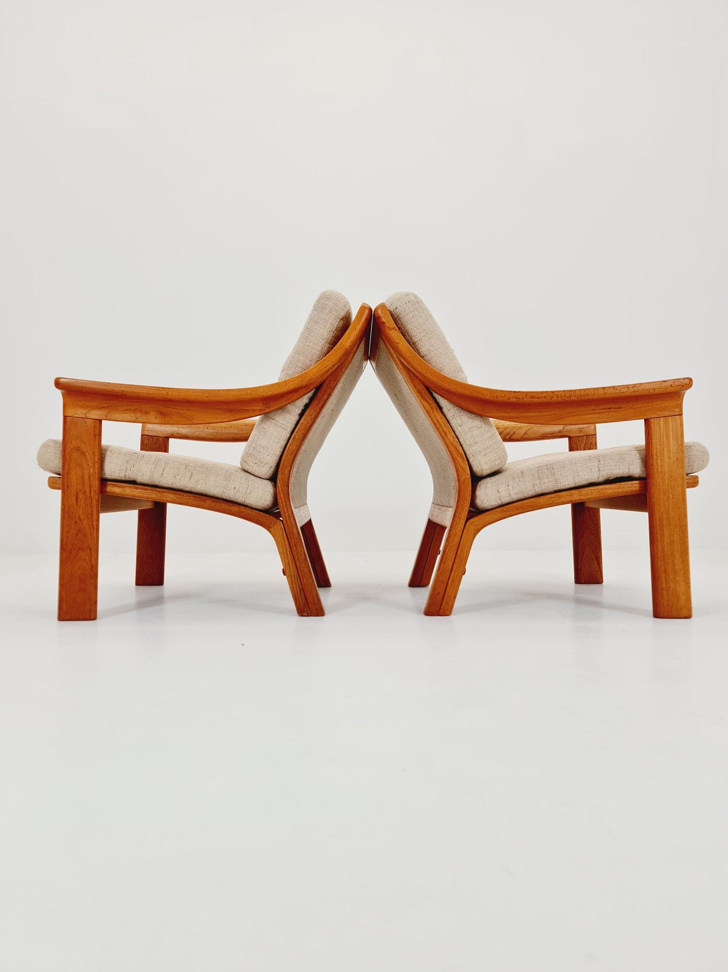 Mid century easy lounge chairs by P.Jeppesen in solid teak, 1960s, Set of 2