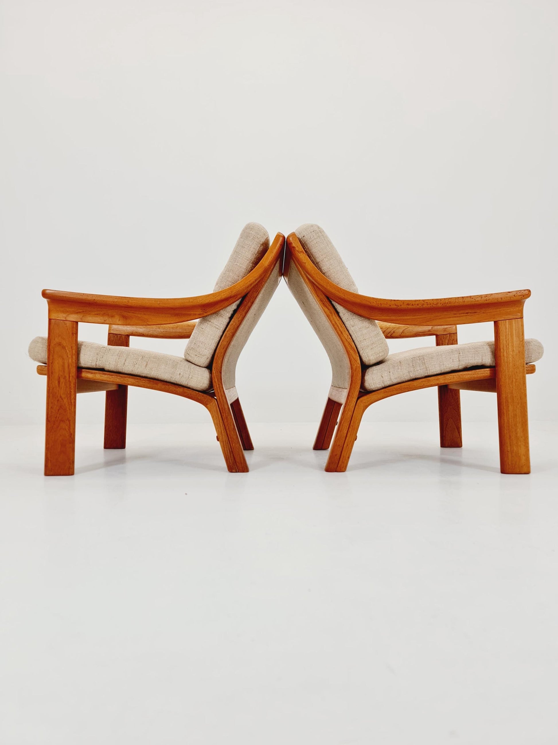 Mid century easy lounge chairs by P.Jeppesen in solid teak, 1960s, Set of 2