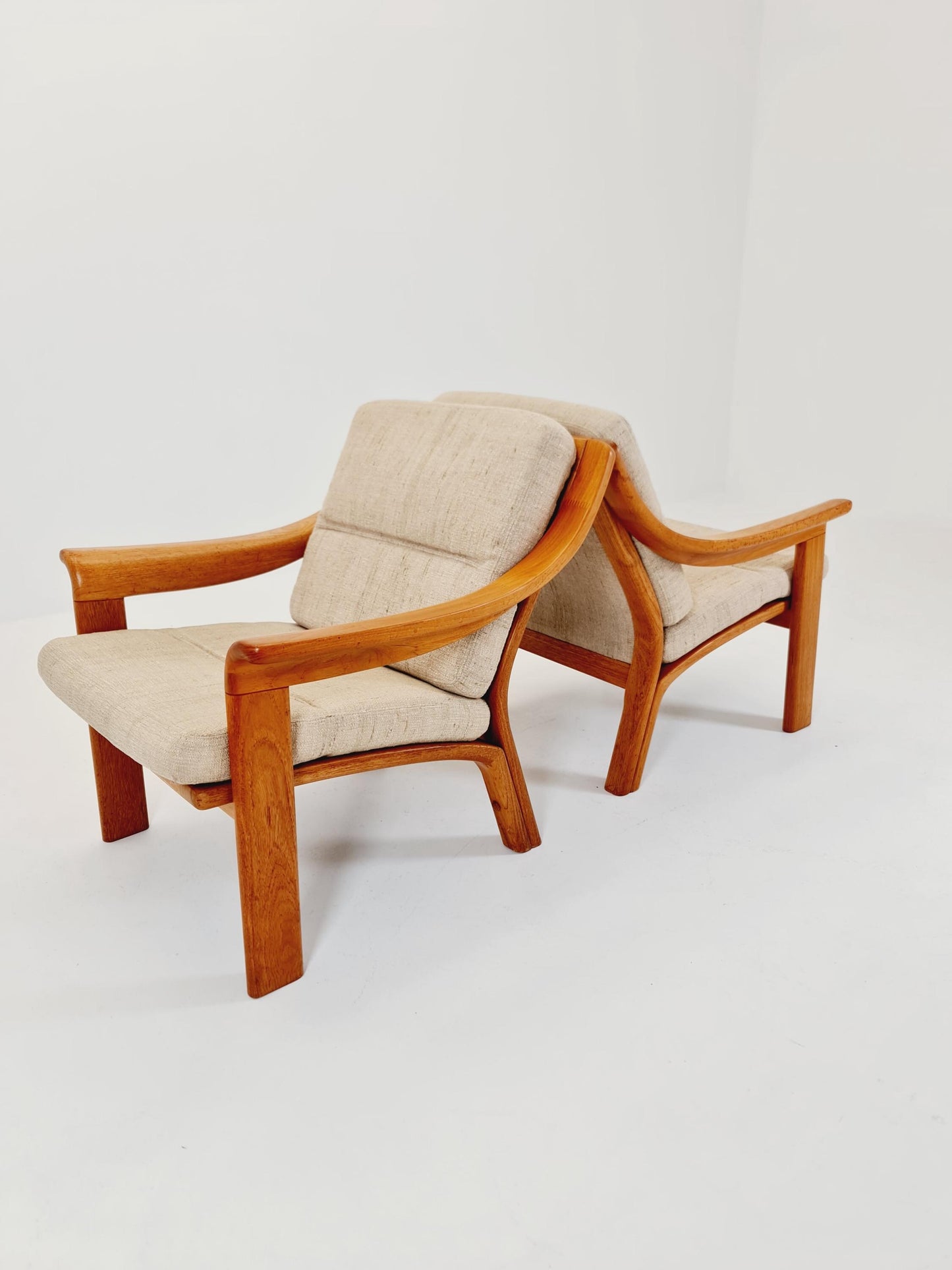 Mid century easy lounge chairs by P.Jeppesen in solid teak, 1960s, Set of 2