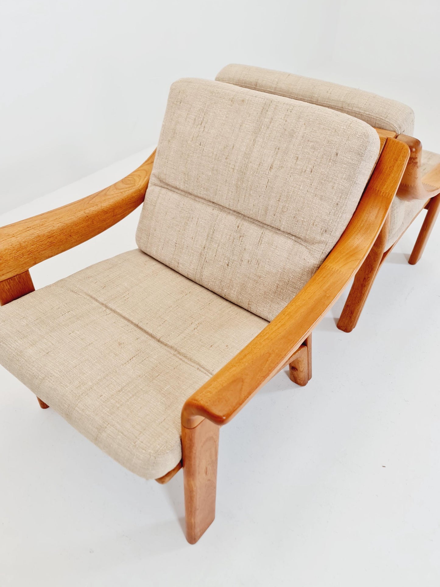 Mid century easy lounge chairs by P.Jeppesen in solid teak, 1960s, Set of 2