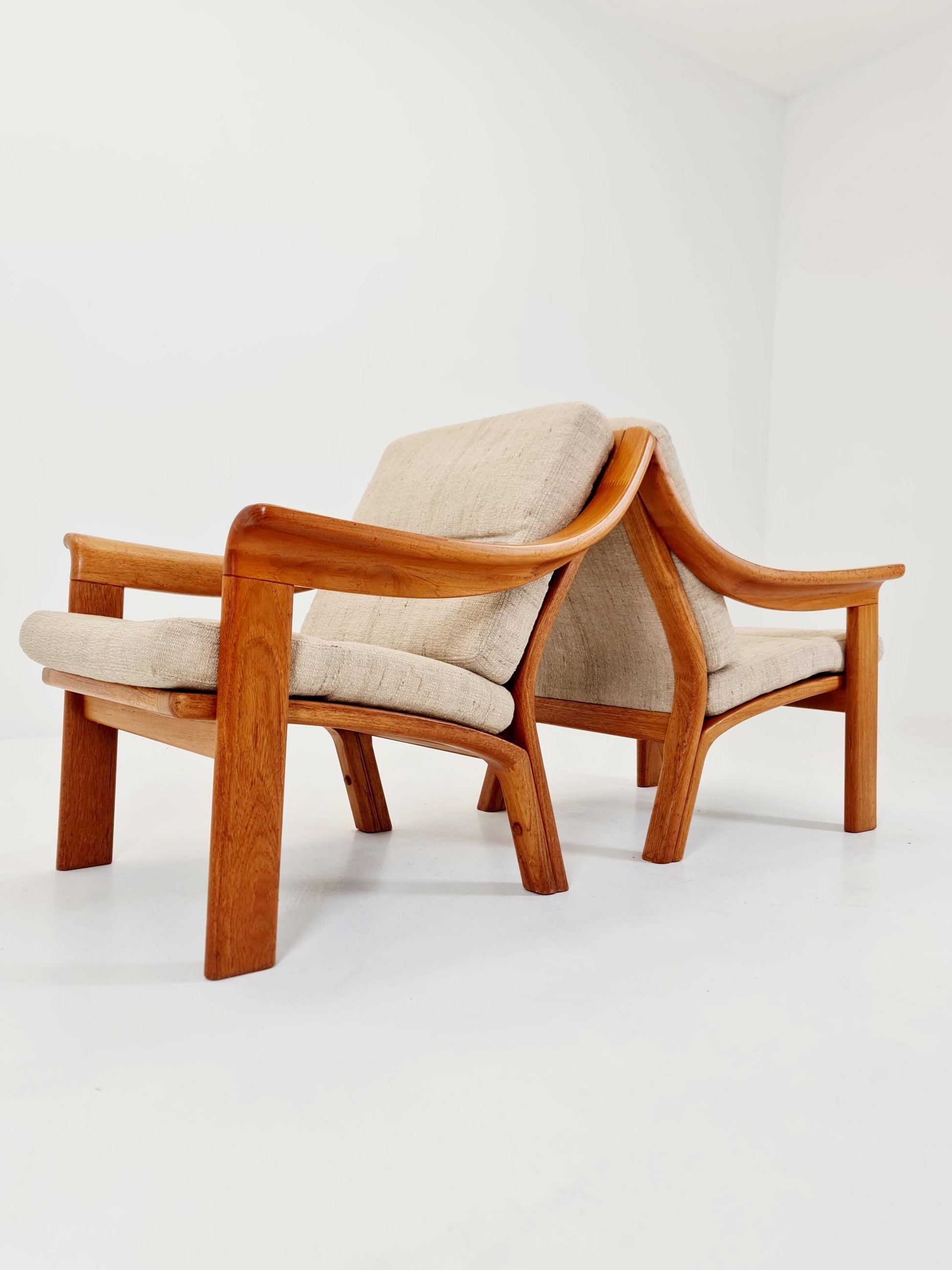 Mid century easy lounge chairs by P.Jeppesen in solid teak, 1960s, Set of 2