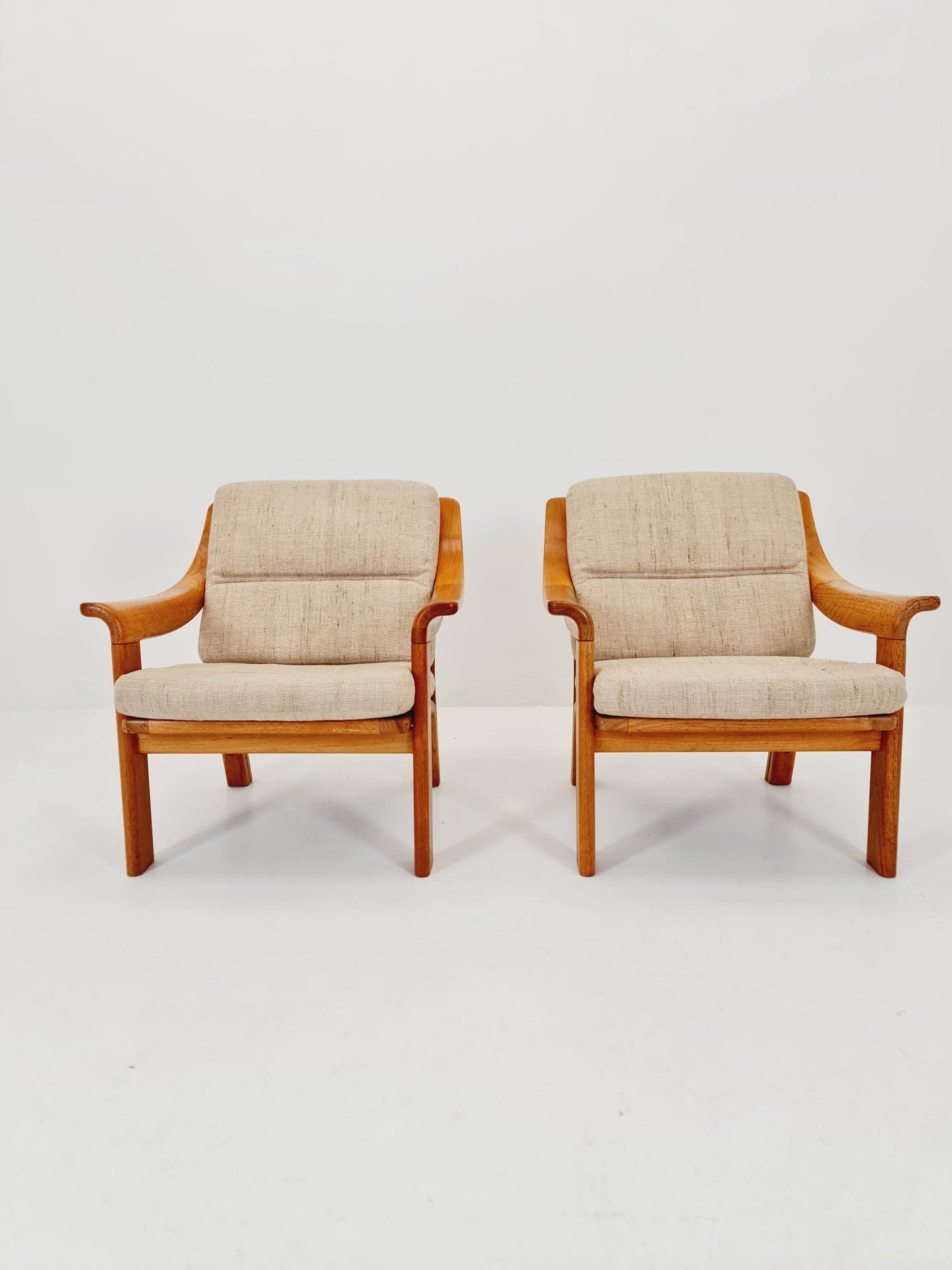 Mid century easy lounge chairs by P.Jeppesen in solid teak, 1960s, Set of 2