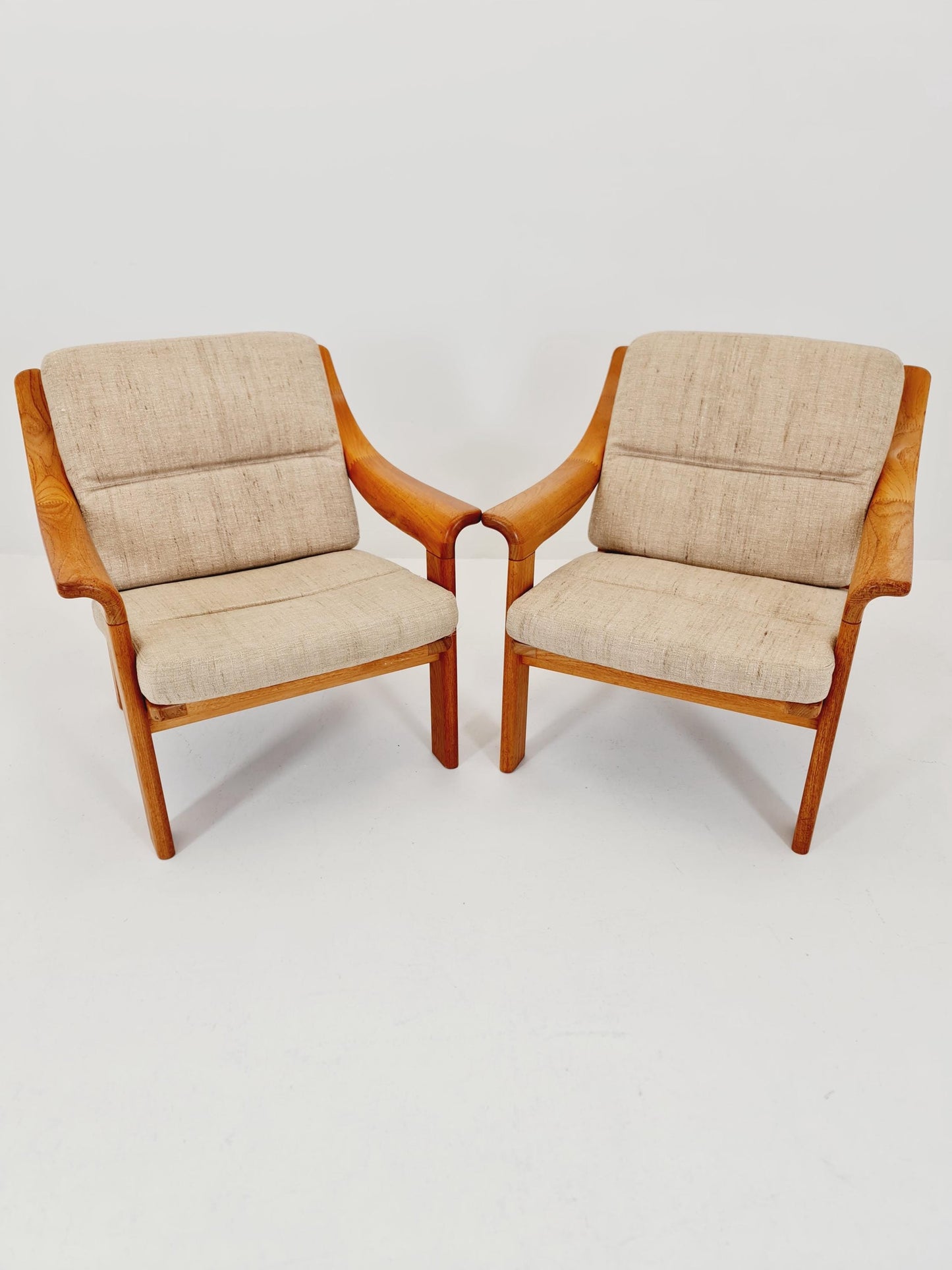 Mid century easy lounge chairs by P.Jeppesen in solid teak, 1960s, Set of 2