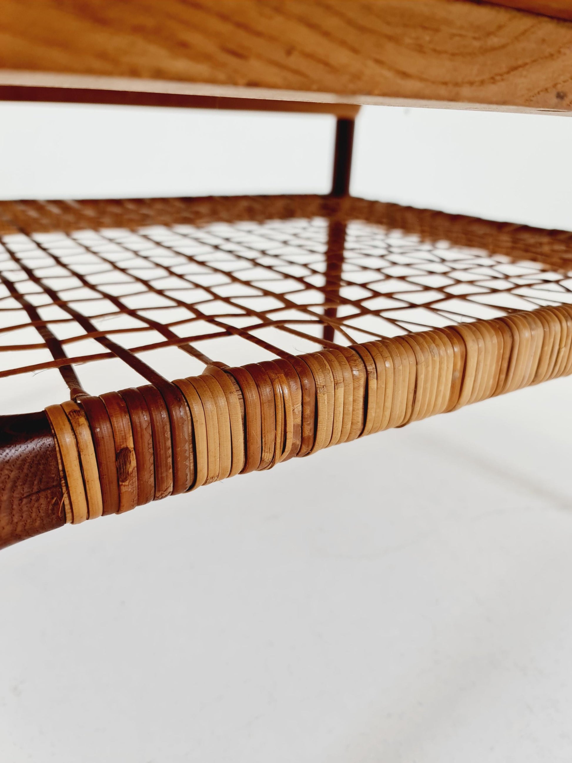 Mid century Danish Teak & Rattan Coffee table by Kurt Østervig for jason MØbler Denmark, 1960s