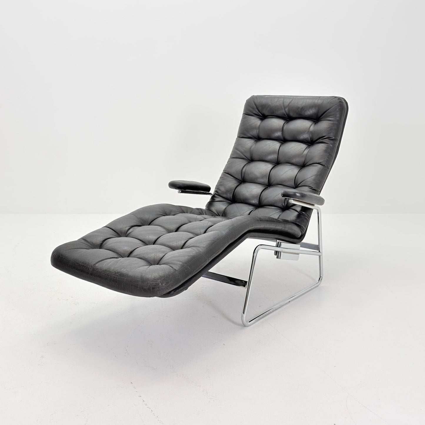 Rare Mid Century Fenix easy leather chair for DUX by Sam Larsson 1970s Sweden