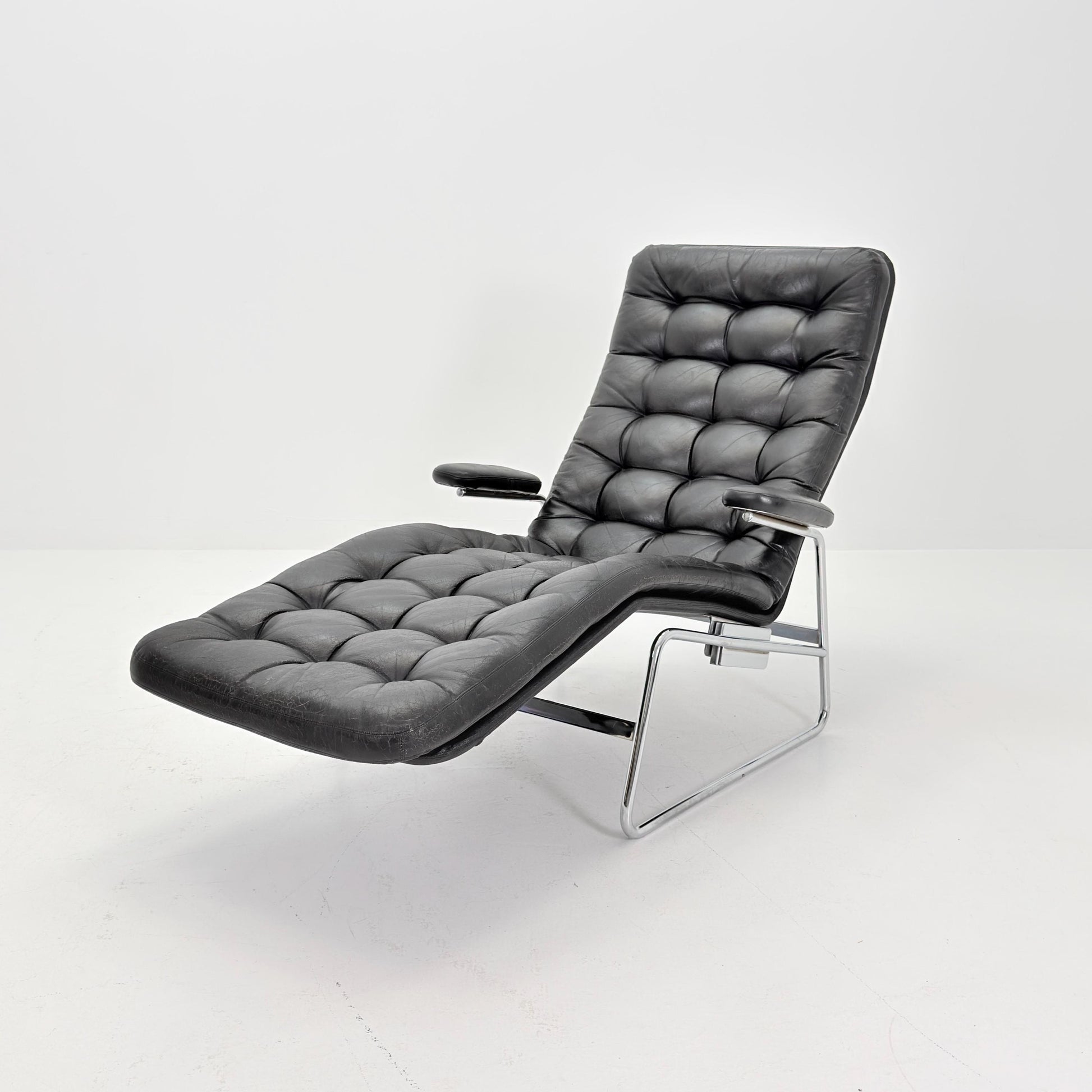 Rare Mid Century Fenix easy leather chair for DUX by Sam Larsson 1970s Sweden