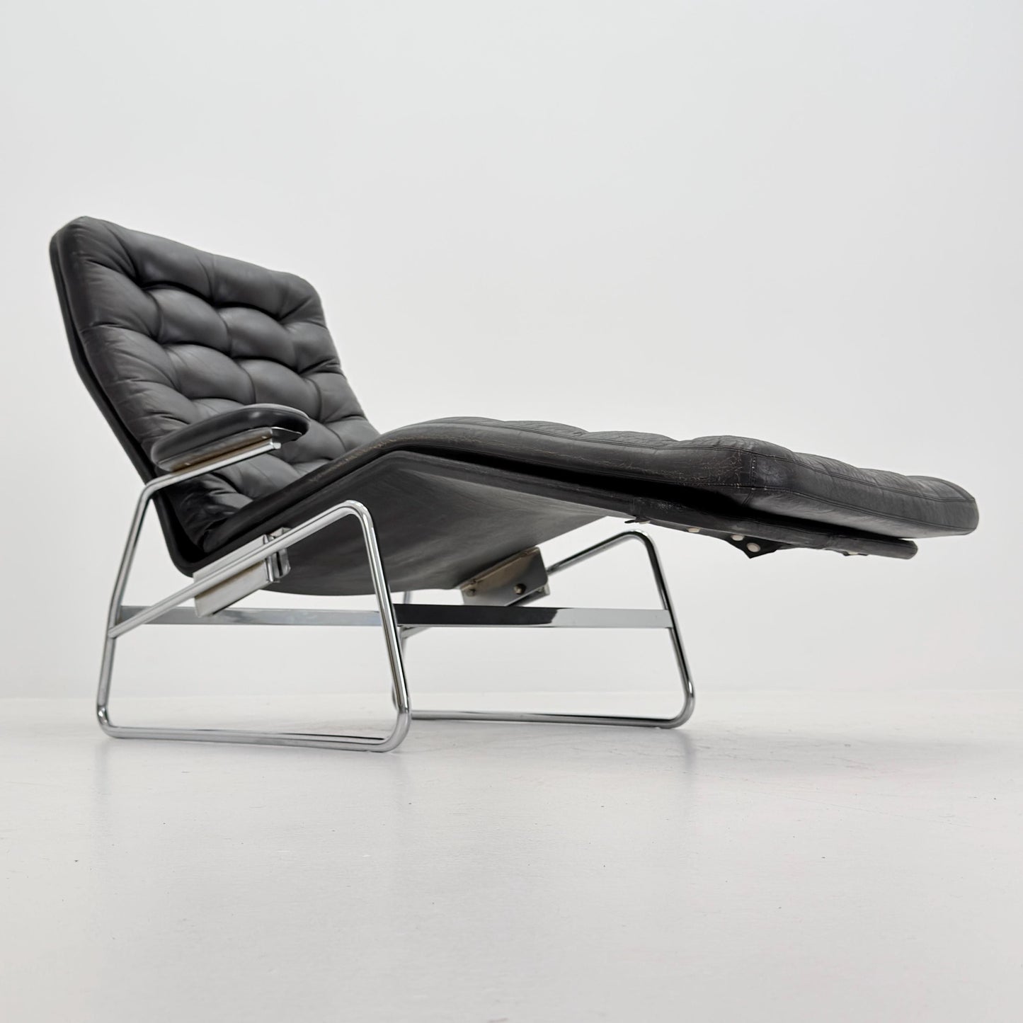Rare Mid Century Fenix easy leather chair for DUX by Sam Larsson 1970s Sweden