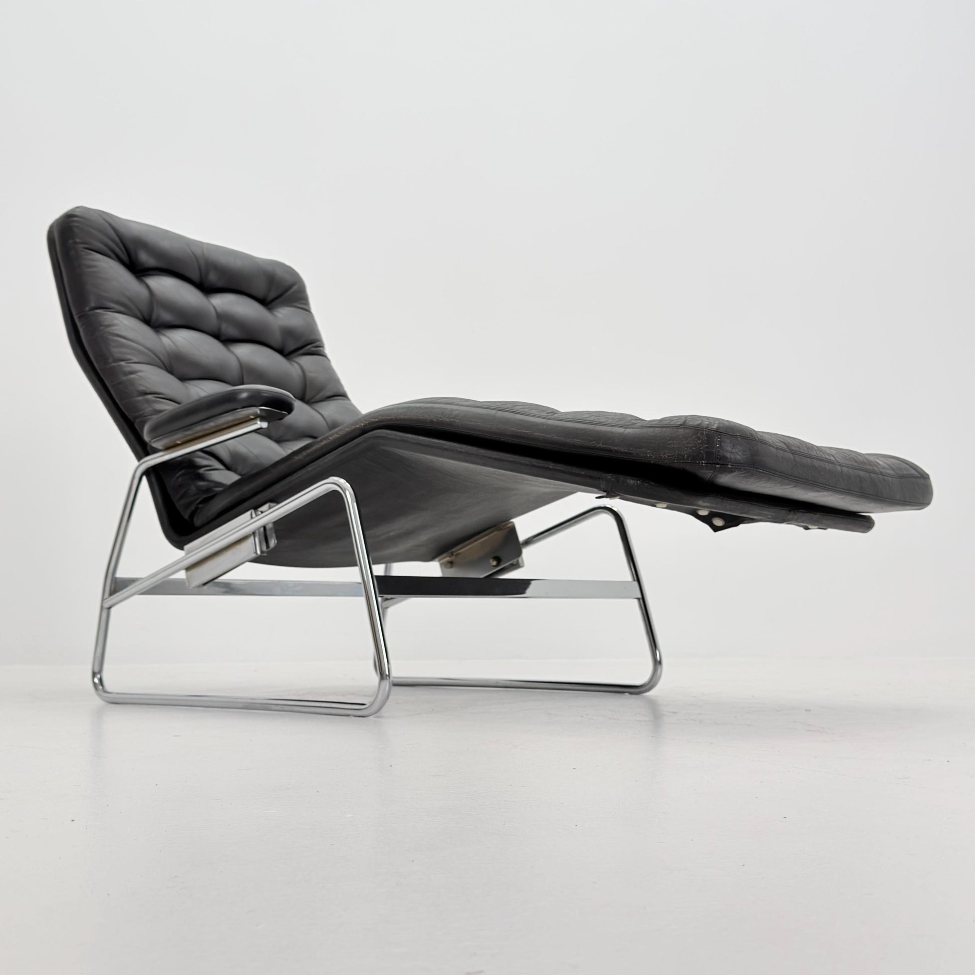 Rare Mid Century Fenix easy leather chair for DUX by Sam Larsson 1970s Sweden
