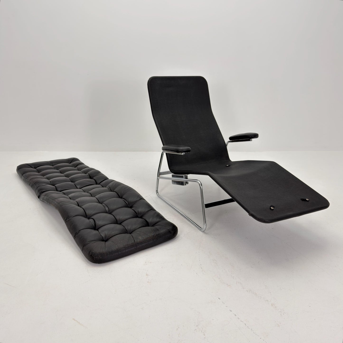 Rare Mid Century Fenix easy leather chair for DUX by Sam Larsson 1970s Sweden