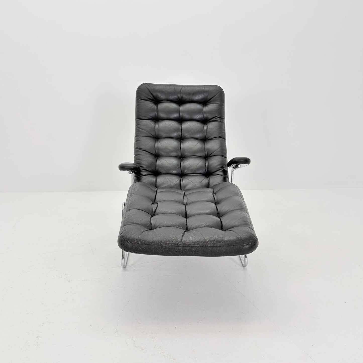 Rare Mid Century Fenix easy leather chair for DUX by Sam Larsson 1970s Sweden