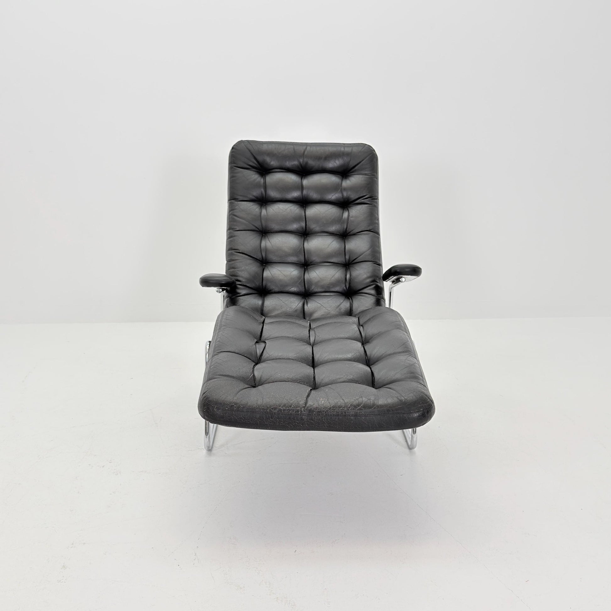 Rare Mid Century Fenix easy leather chair for DUX by Sam Larsson 1970s Sweden