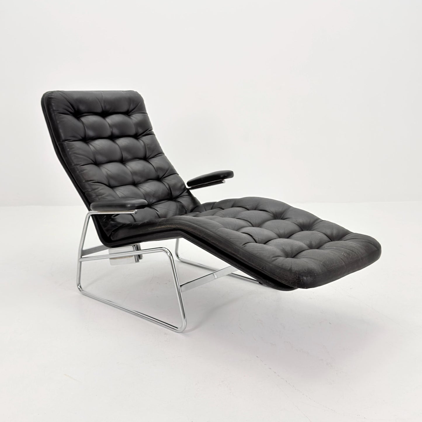 Rare Mid Century Fenix easy leather chair for DUX by Sam Larsson 1970s Sweden