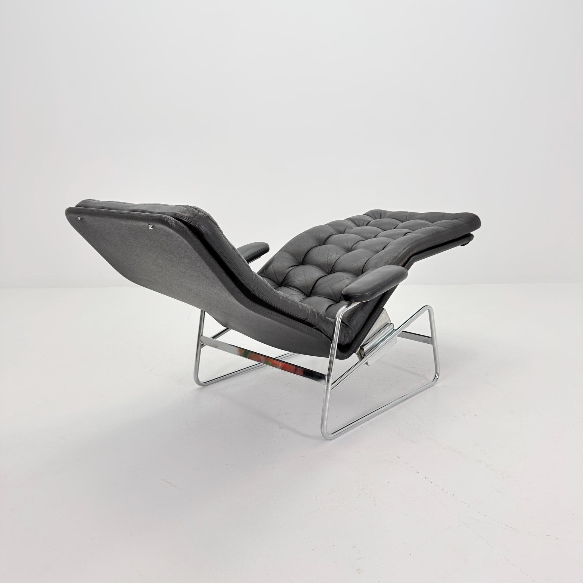 Rare Mid Century Fenix easy leather chair for DUX by Sam Larsson 1970s Sweden
