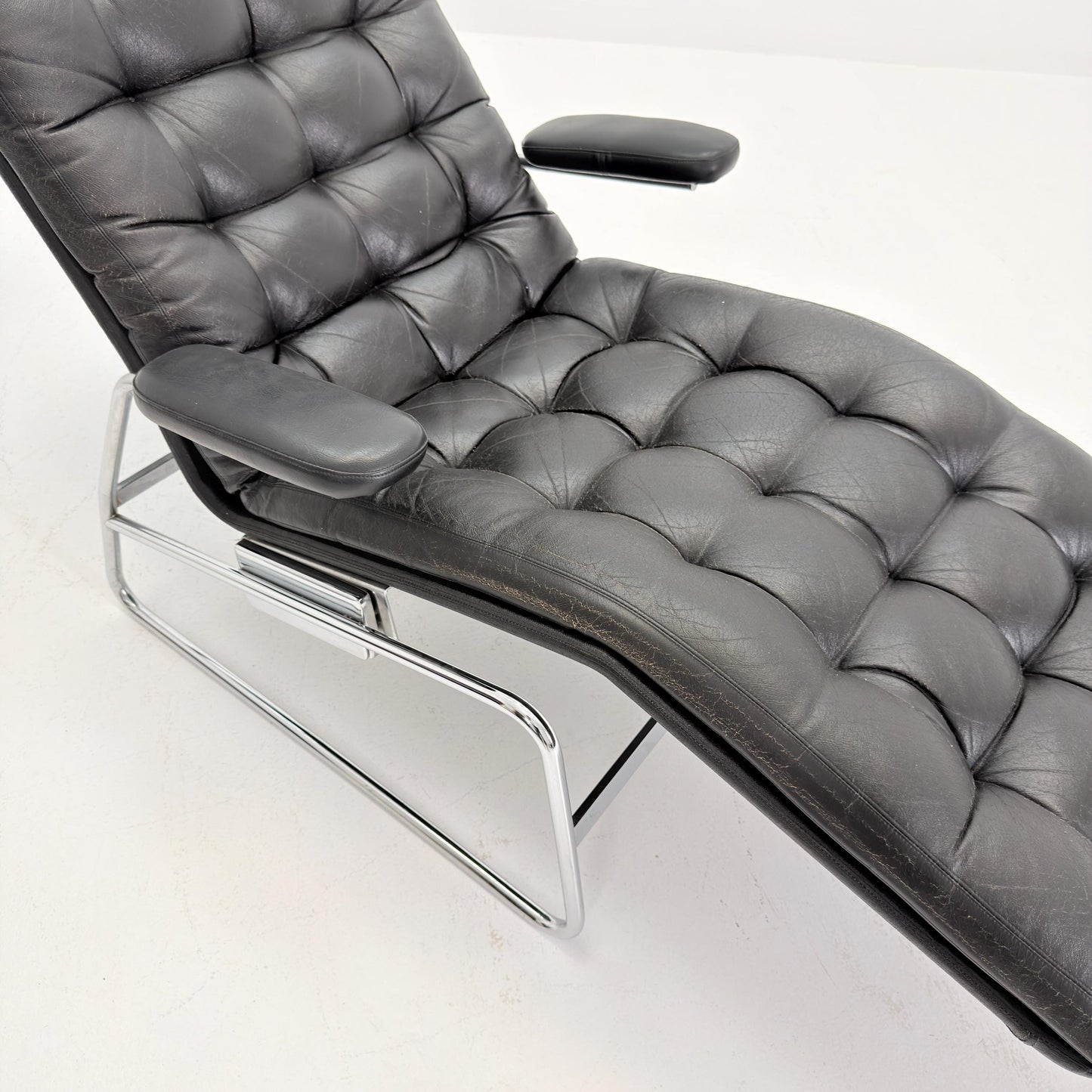 Rare Mid Century Fenix easy leather chair for DUX by Sam Larsson 1970s Sweden