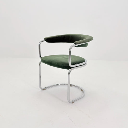 1 of 5 Mid Century green velvet Dining table armchairs by Giotto Stoppino, Italy, 1970s