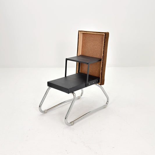 Mid century Bauhaus Stool with Chrome Accents and Hidden Steps –1960s Germany