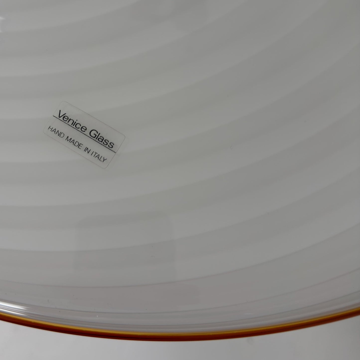 Mid century Large Murano Glass Swirl Pendant Lamp Italy 1980s | White Glass Ceiling Light | Hand Blown Italian Murano