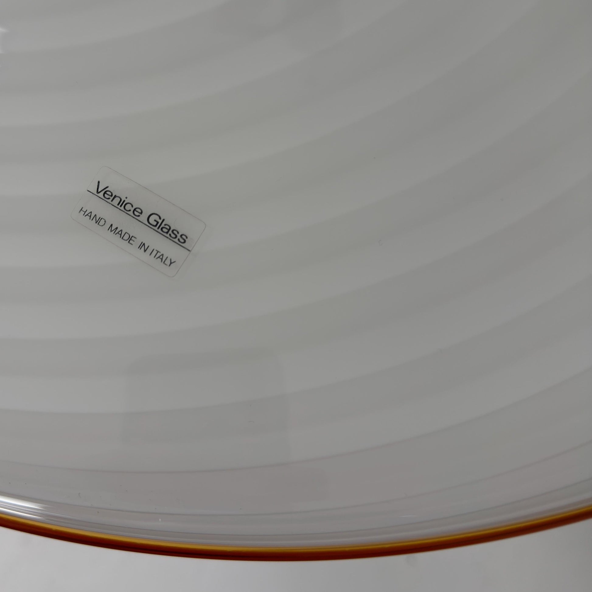 Mid century Large Murano Glass Swirl Pendant Lamp Italy 1980s | White Glass Ceiling Light | Hand Blown Italian Murano