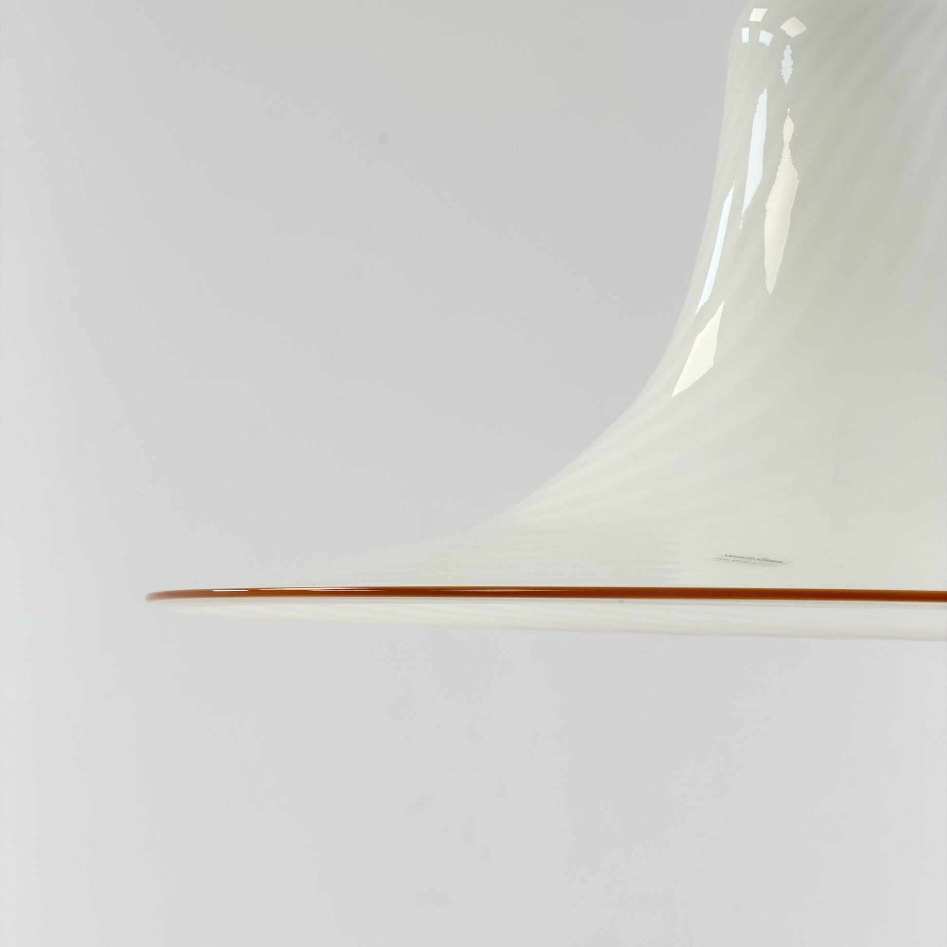 Mid century Large Murano Glass Swirl Pendant Lamp Italy 1980s | White Glass Ceiling Light | Hand Blown Italian Murano