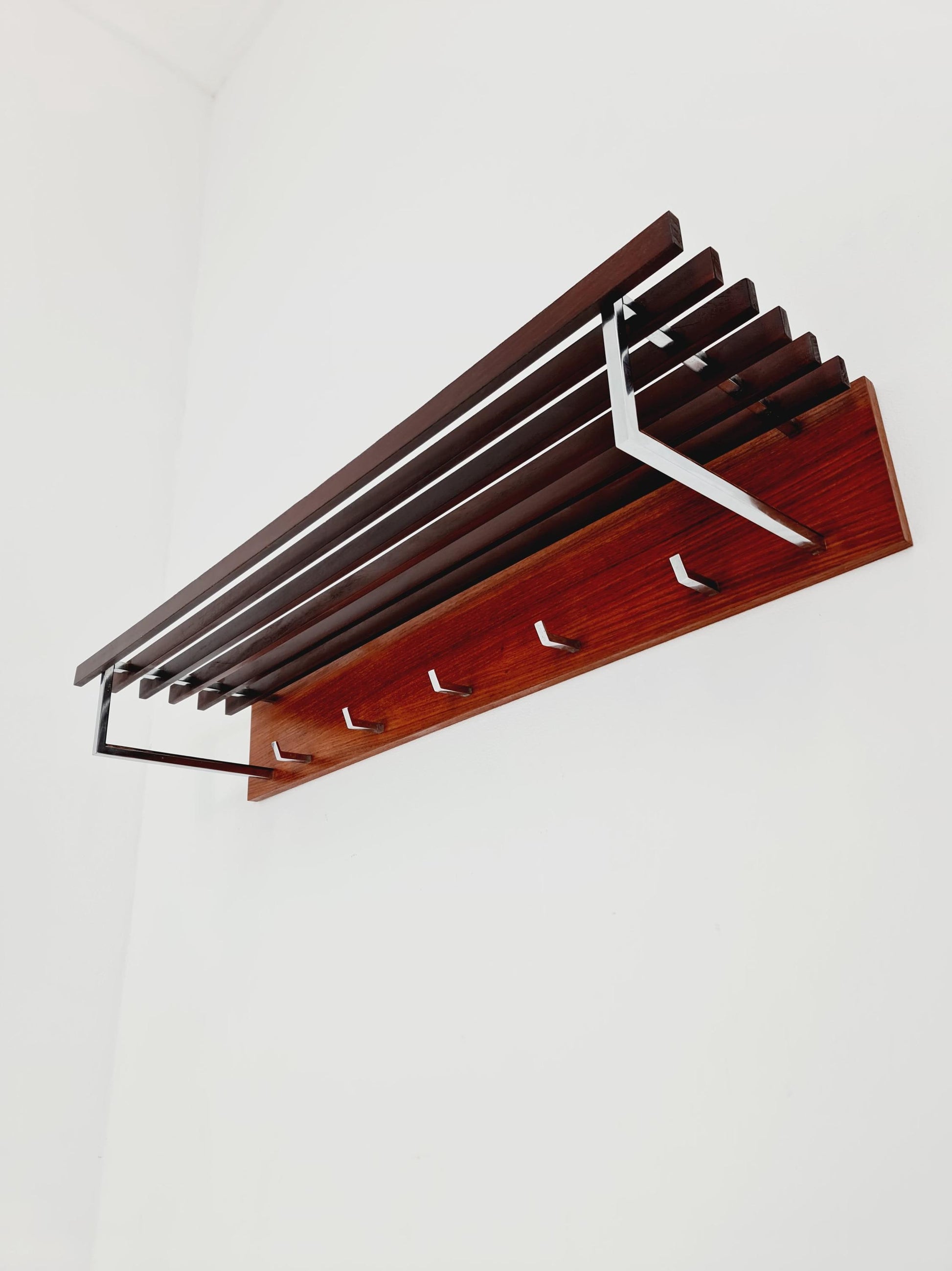 Mid century German Wardarobe , teak wall coat rack 1960s