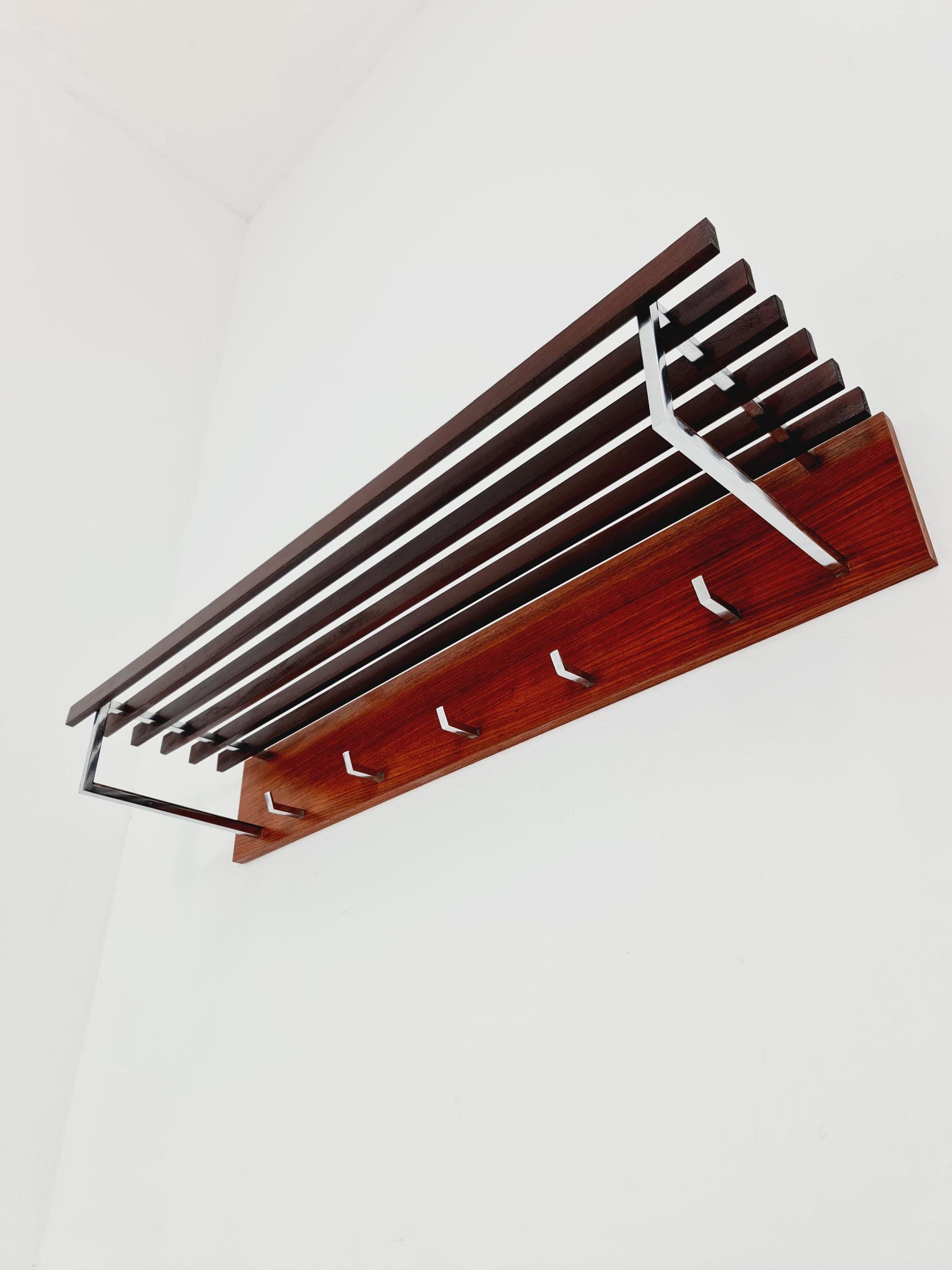 Mid century German Wardarobe , teak wall coat rack 1960s