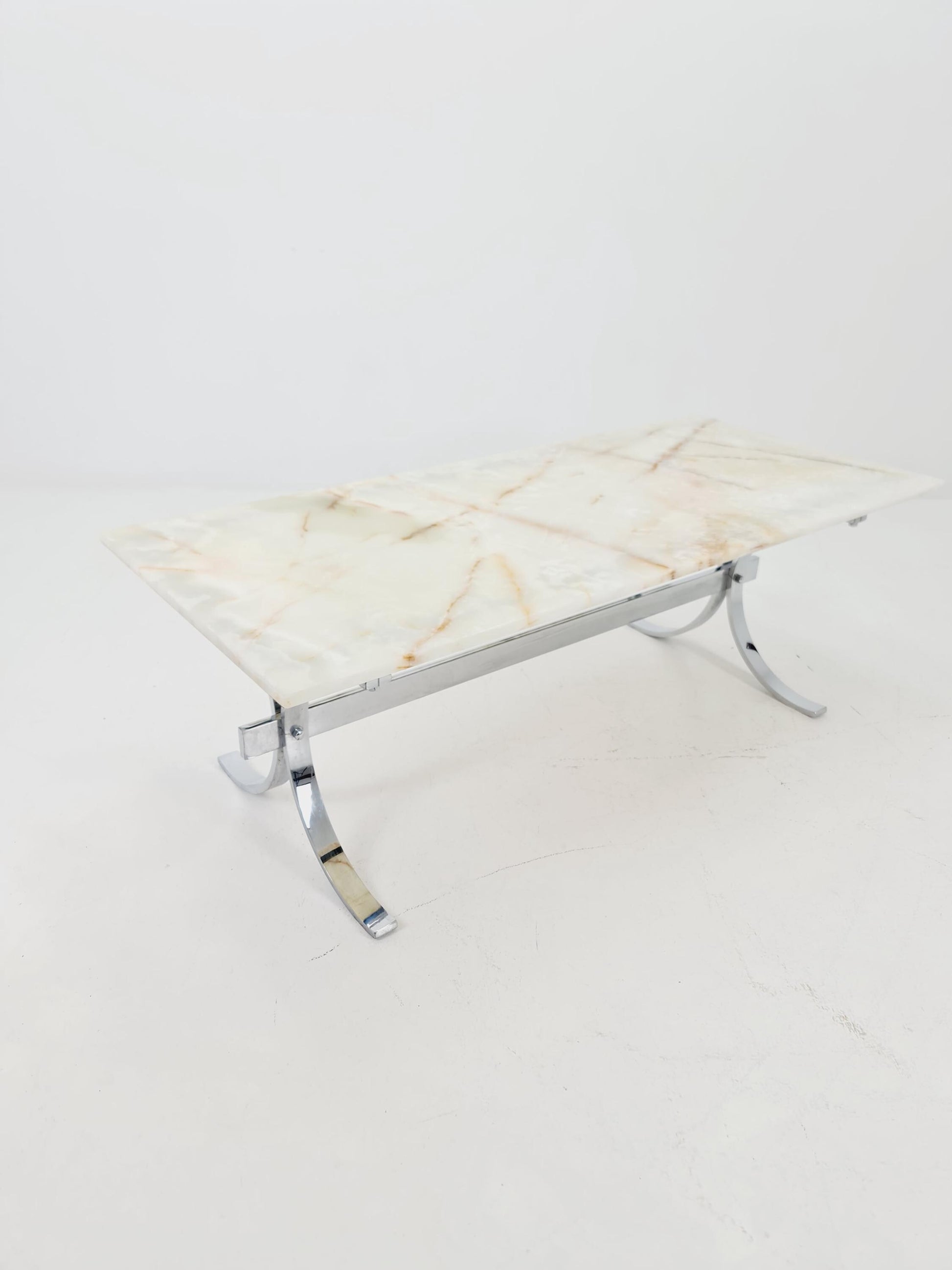 Mid-Century Modern Onyx and Chrome Coffee Table 1970s