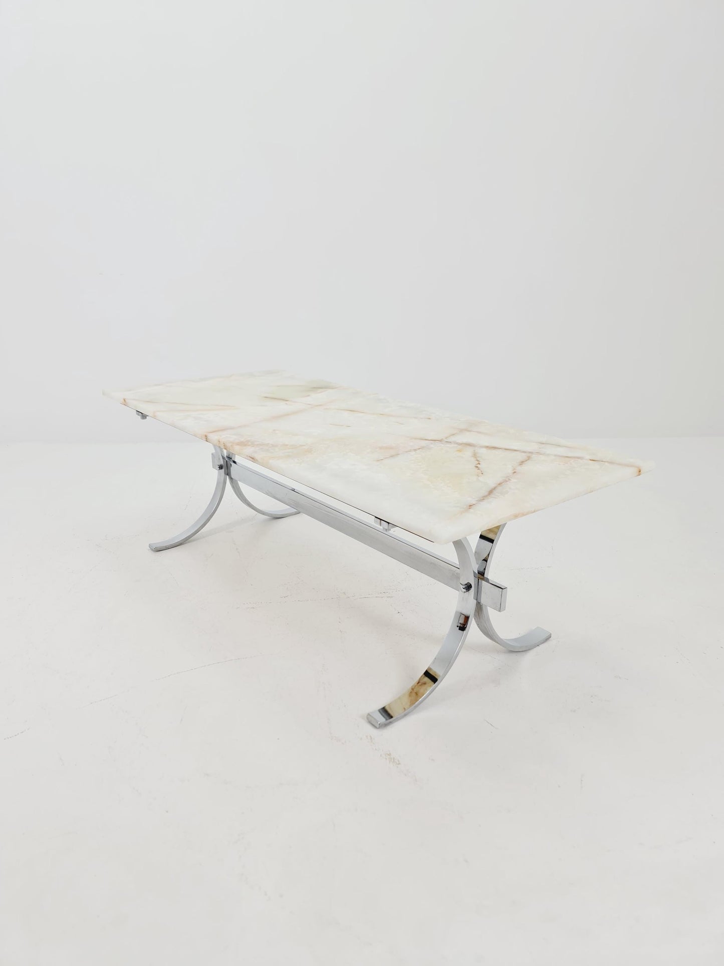 Mid-Century Modern Onyx and Chrome Coffee Table 1970s