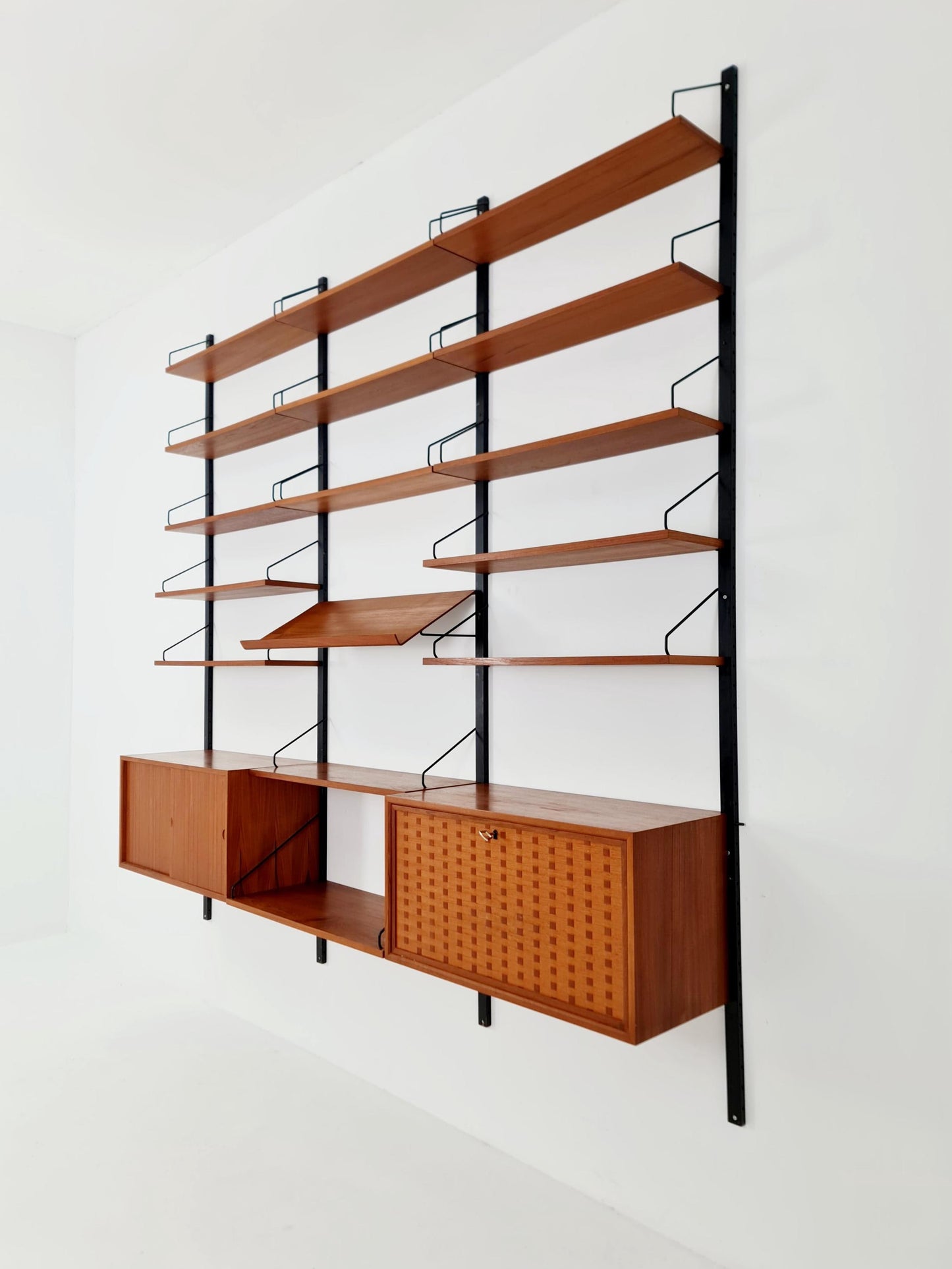 Big Mid century Danish Teak Wall Unit with 2 cabinets by Poul Cadovius for Cado, Denmark, 1960s