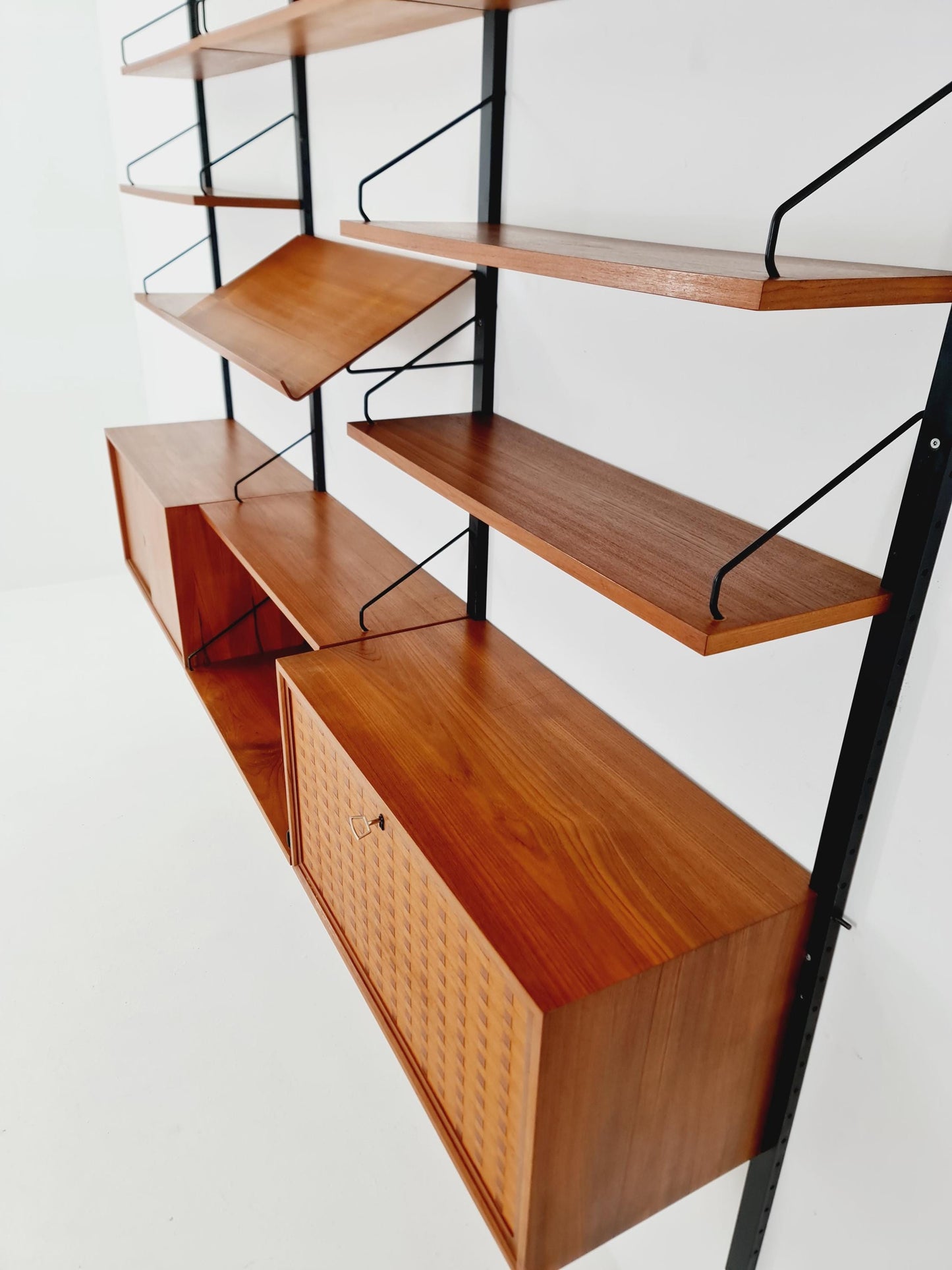 Big Mid century Danish Teak Wall Unit with 2 cabinets by Poul Cadovius for Cado, Denmark, 1960s